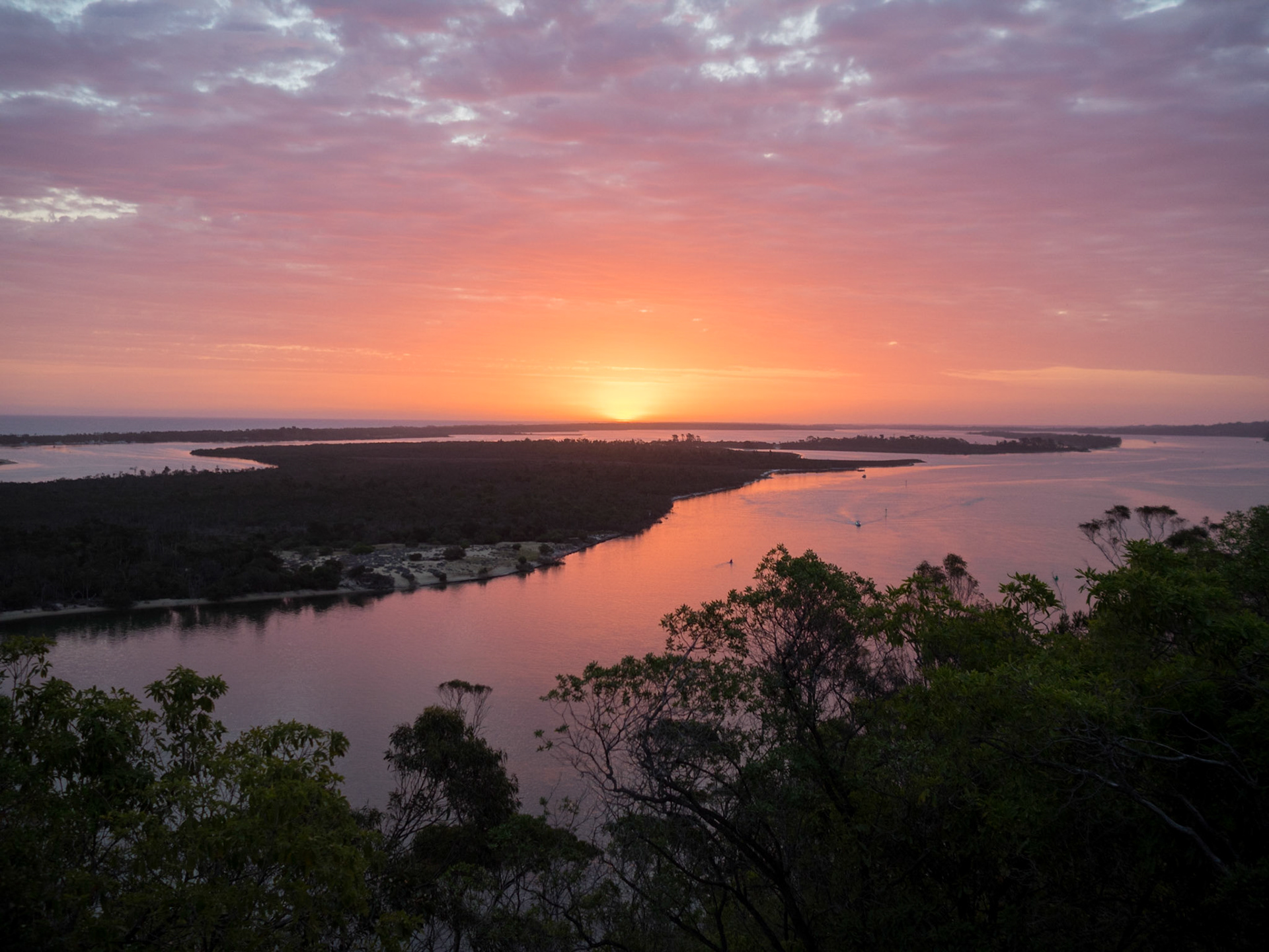 Orange sunset skies in Lakes Entrance, East Gippsland