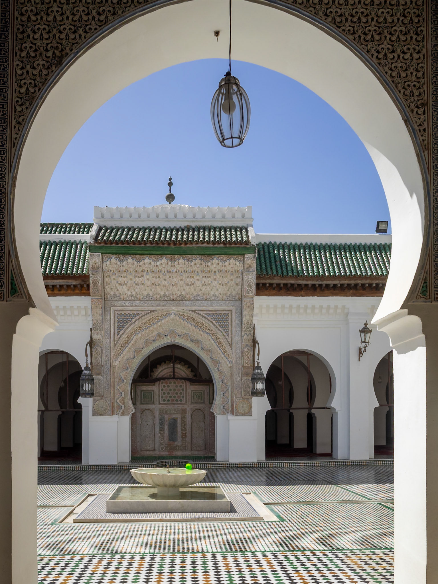 Looking to the courtyard of the University of al-Qarawiyyin mosque, Fez, Morocco