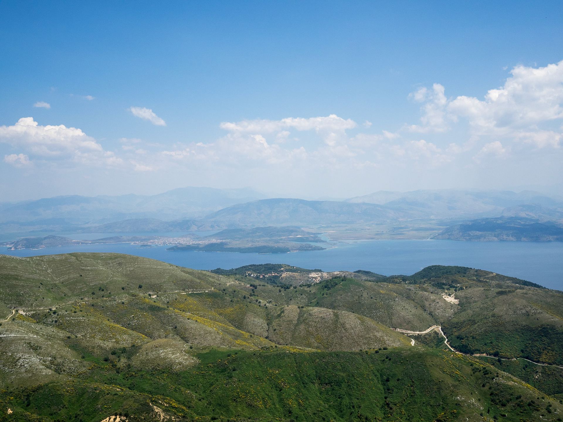 View across the Ionian Sea from Corfu island to Albania