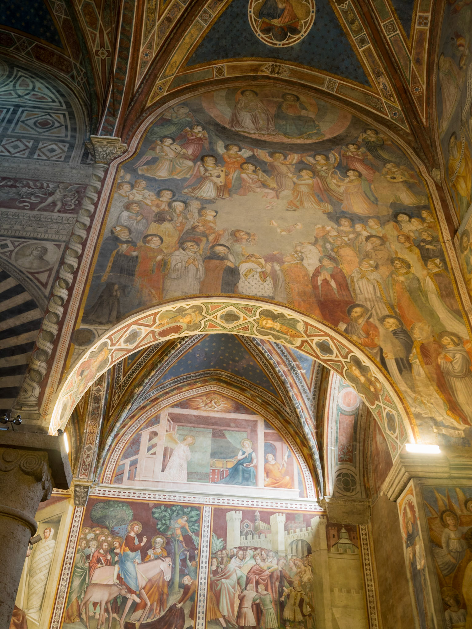 General view of the frescos of the Collegiate Church of San Gimignano