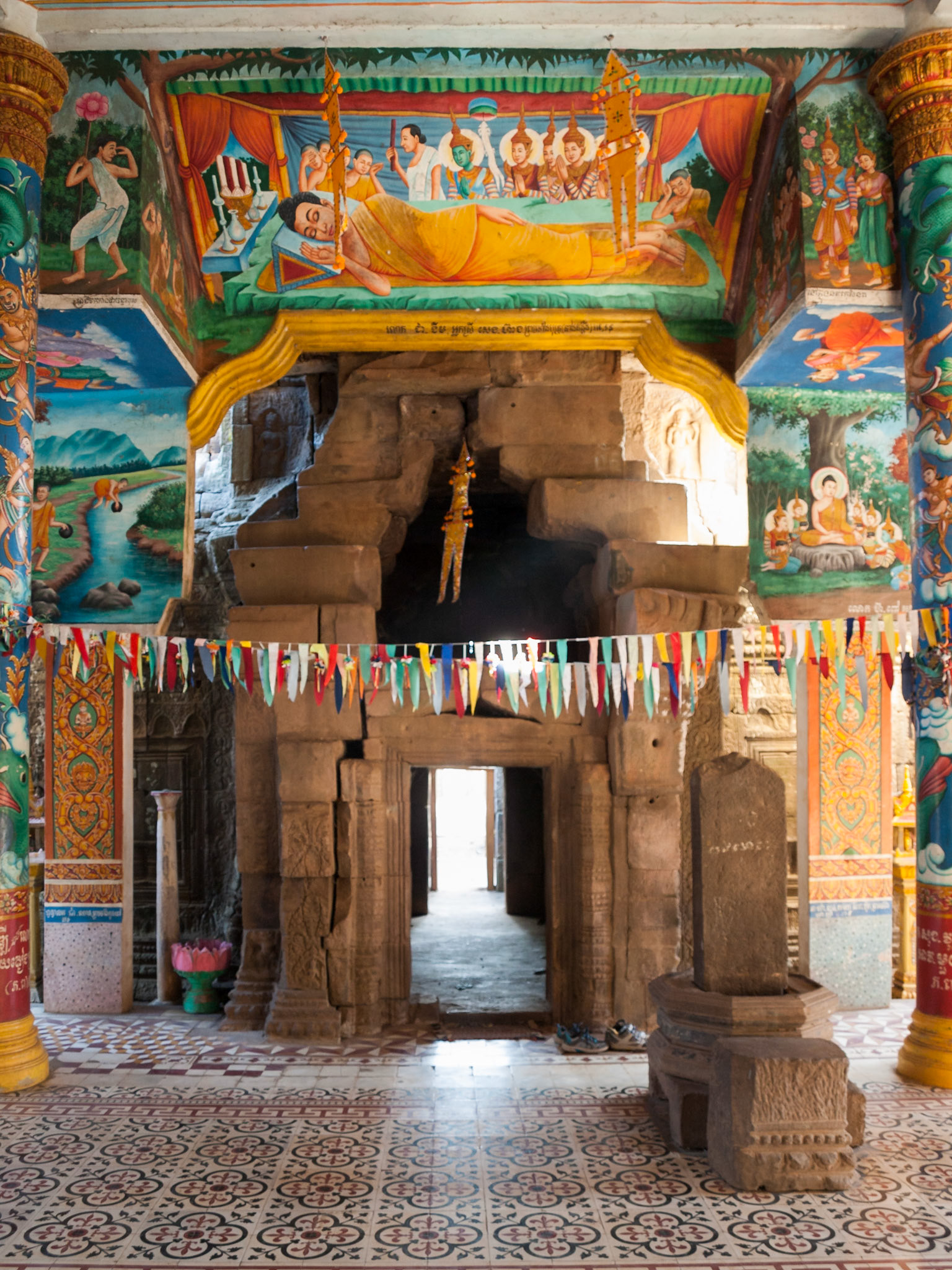 Wat Nokor, Khompong Cham, Cambodia - an 11th century Mahayana Buddhist shrine with a modern Theravada Buddhist pagoda inside