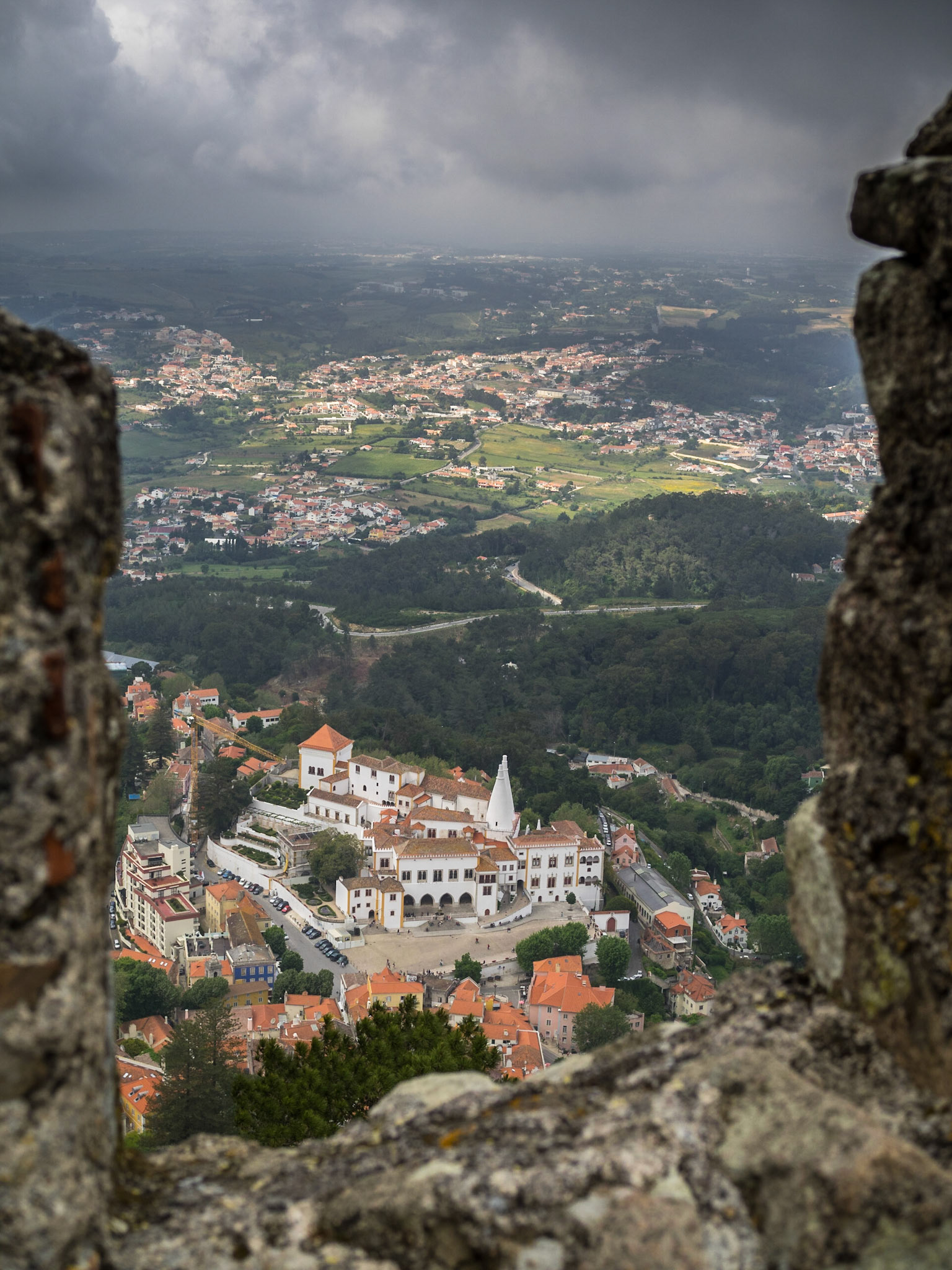 Sintra village seen from the Moorish Castle
