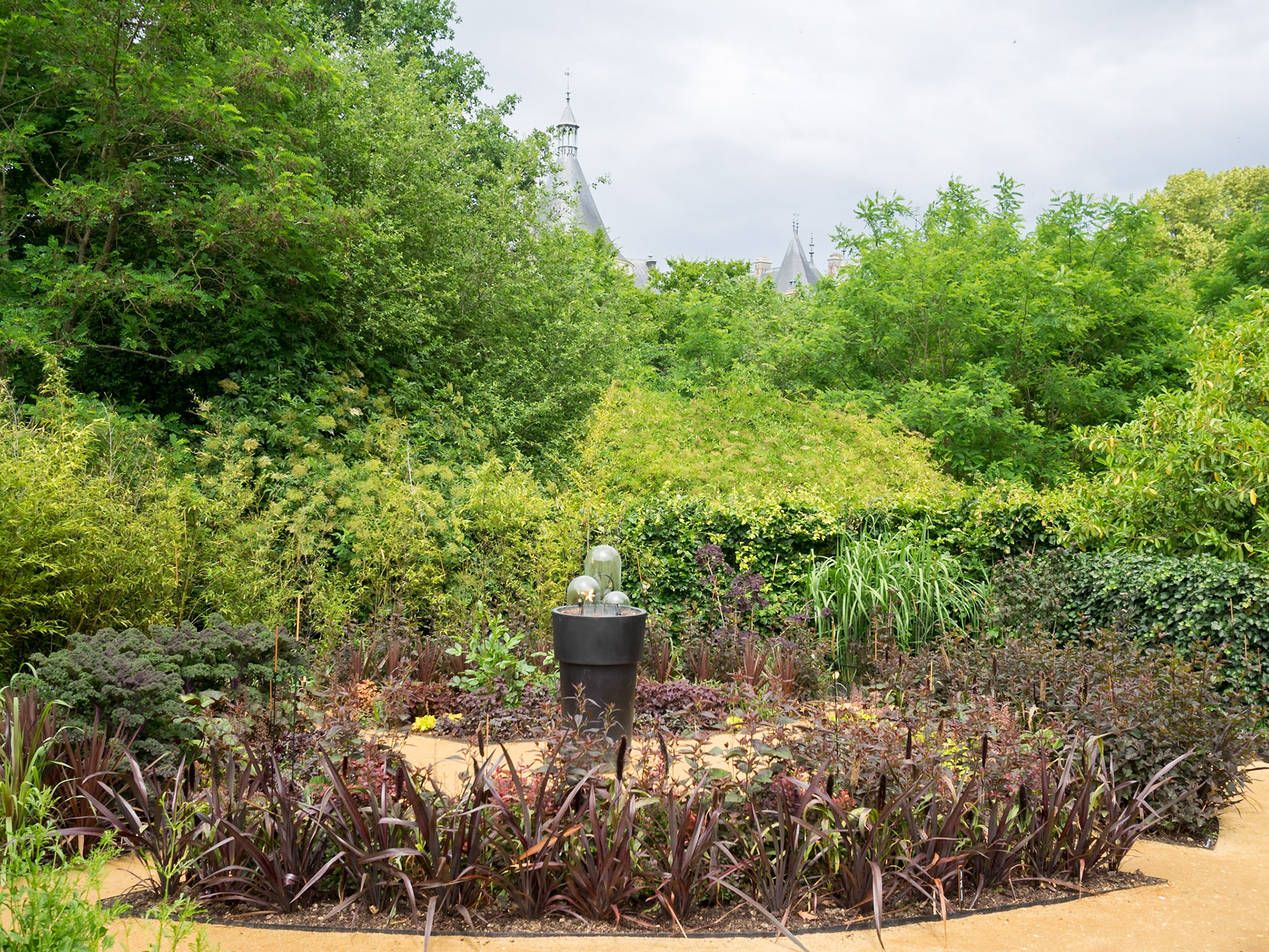 Dark plant garden installation at the International Garden Festival 2015 at Domain of Chaumont-sur-Loire