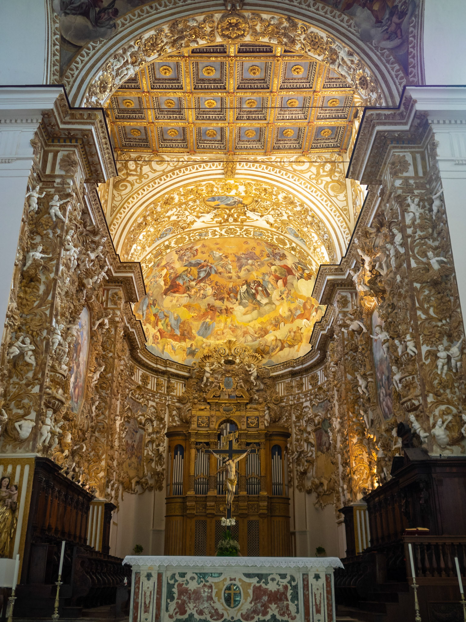 High altar of Agrigento Cathedral, ceiling Alegory of the Church and The Heaven