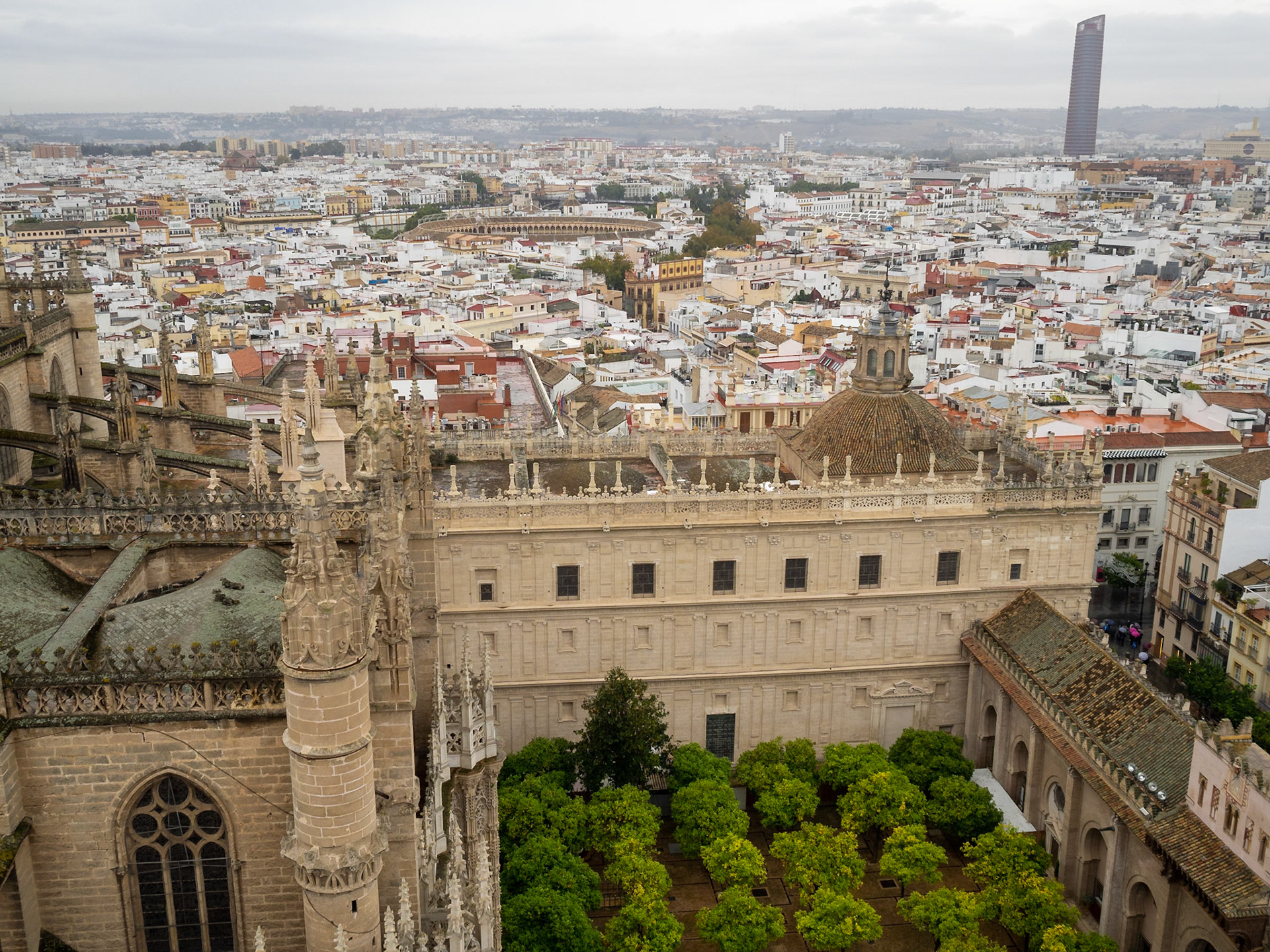 Sevile Cathedral Patio de los Naranjos seen from the Giralda Tower