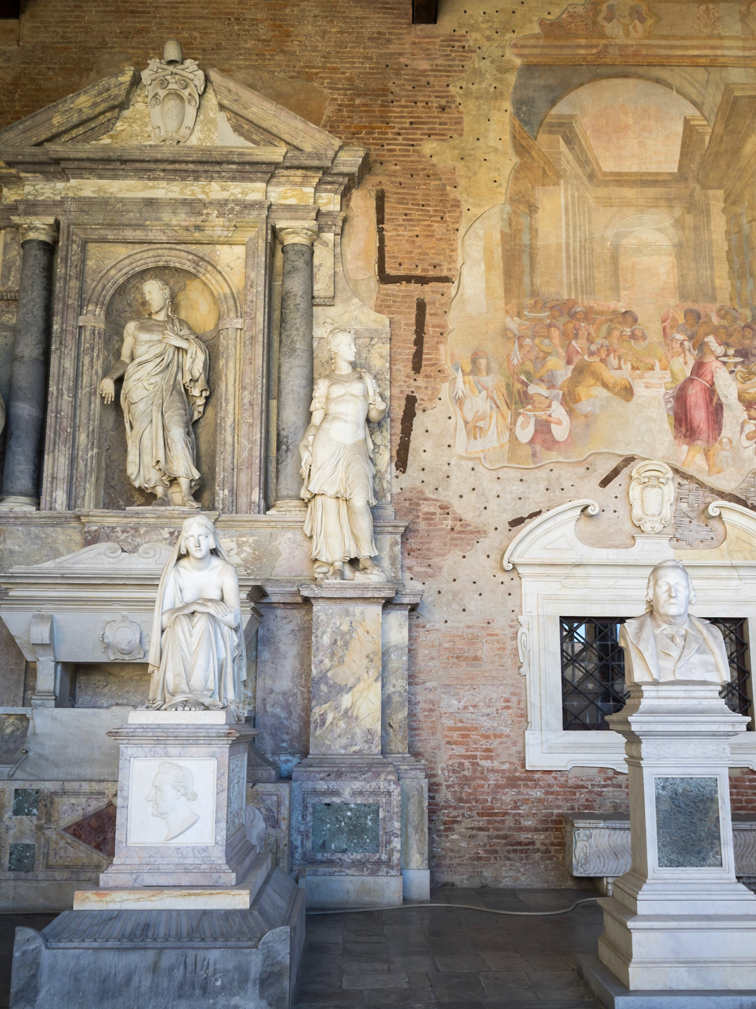 Tombs and wall frescos in Campo Santo, Pisa