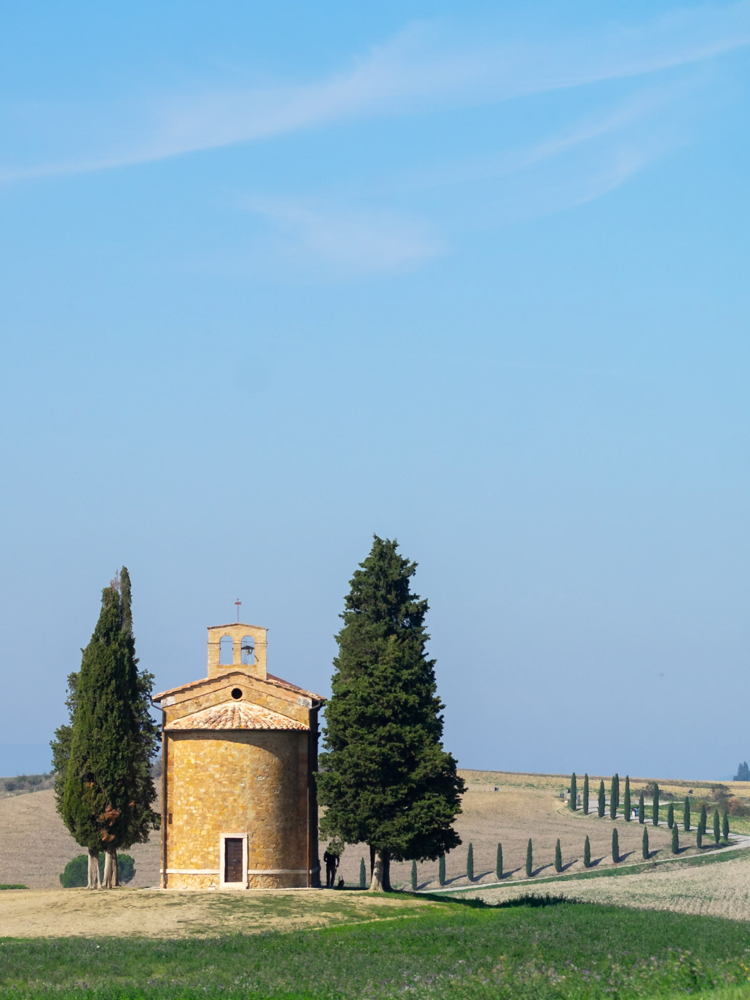 Madonna della Vialeta Chapel in the Tuscany landscape