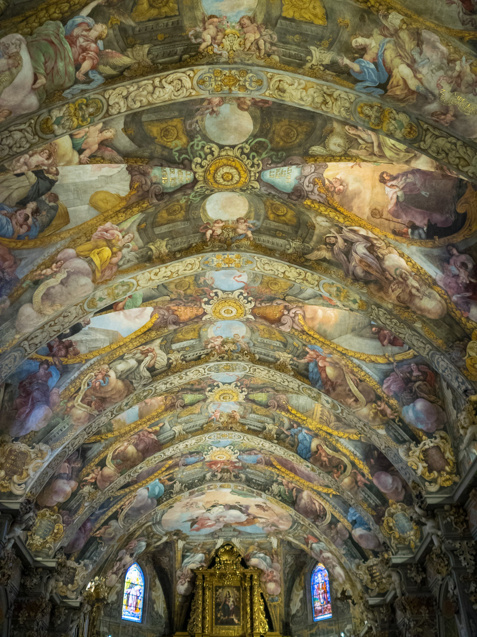 St Nicolas de Bari and St Pedro Martir Church fresco covered ceiling