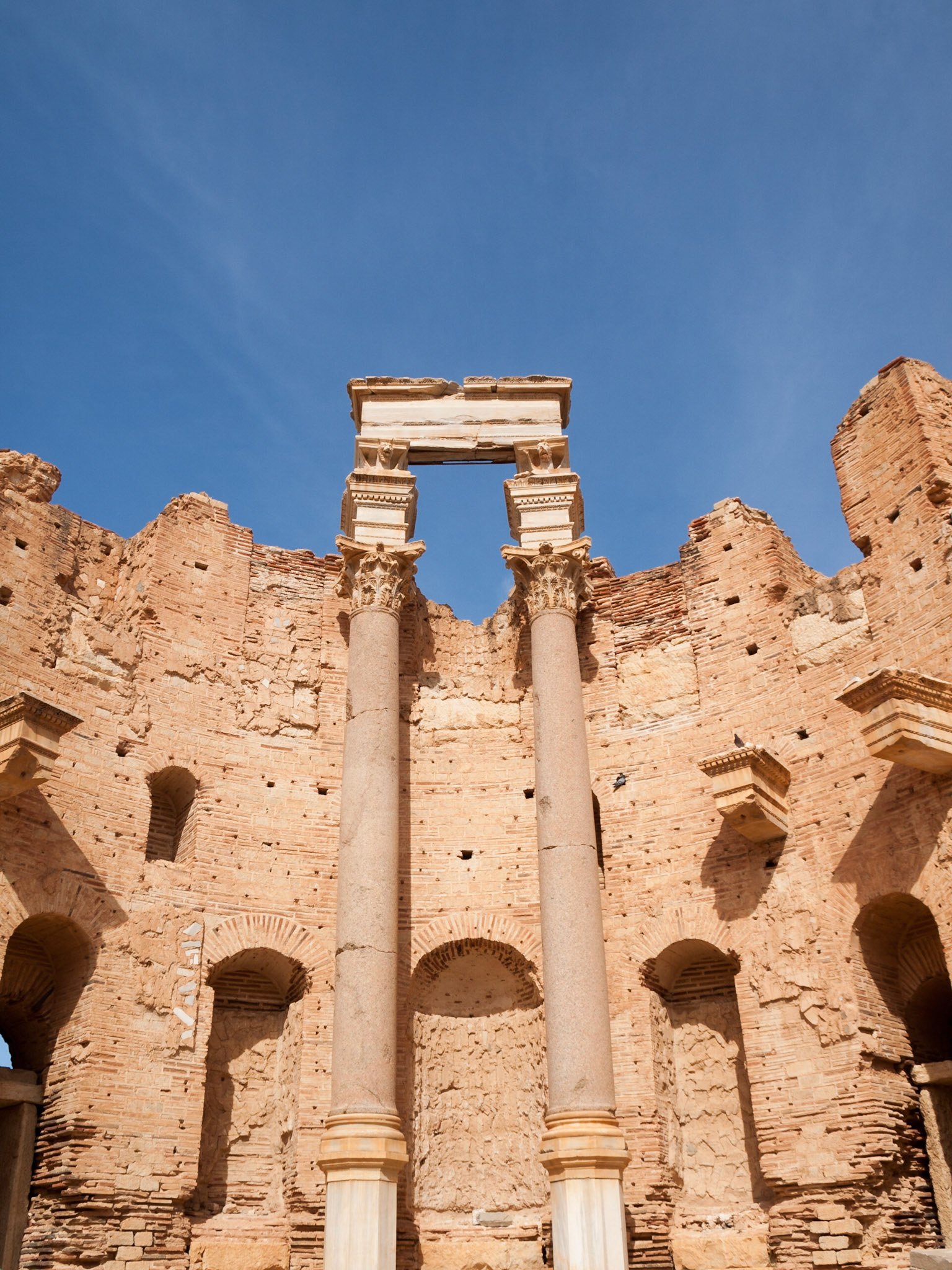 Columns topped with griffons in the Severan Basilica in Leptis Magna