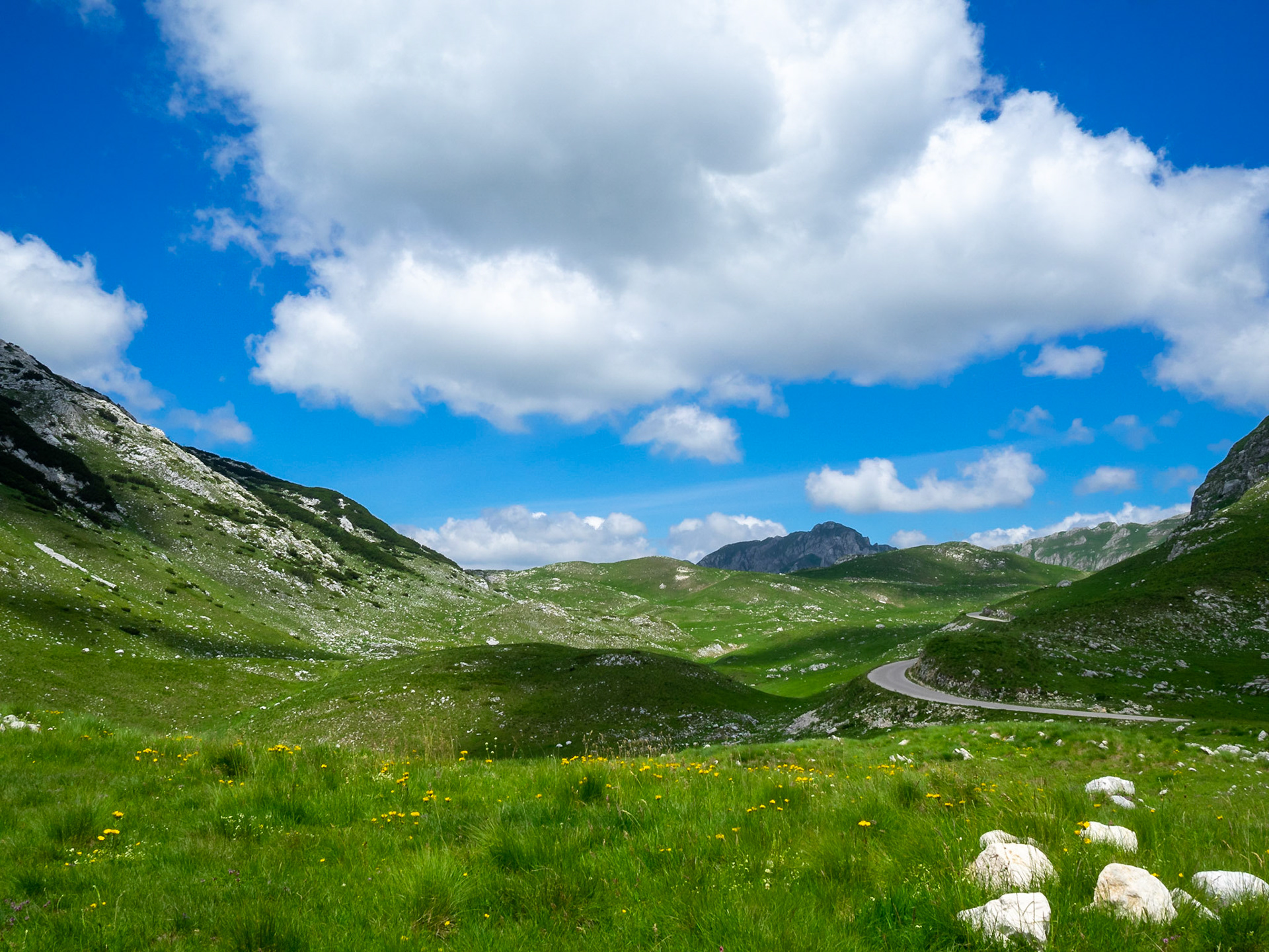 Winding road between Durmitor mountain peaks