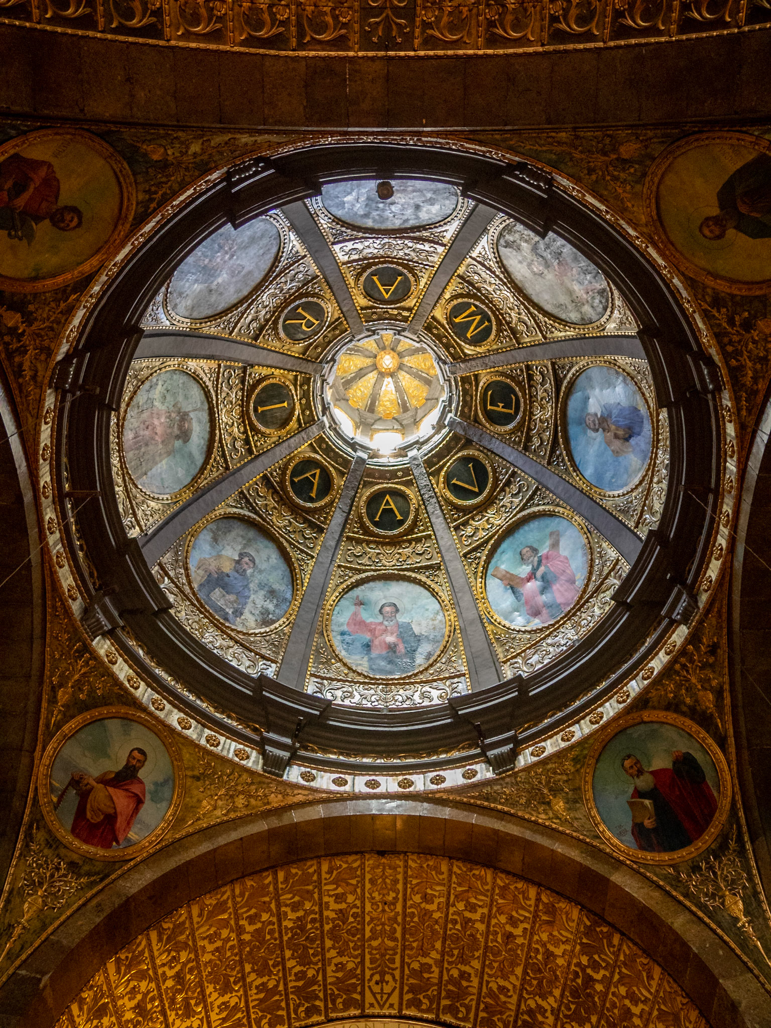 Lluc Monastery church dome interior, Mallorca