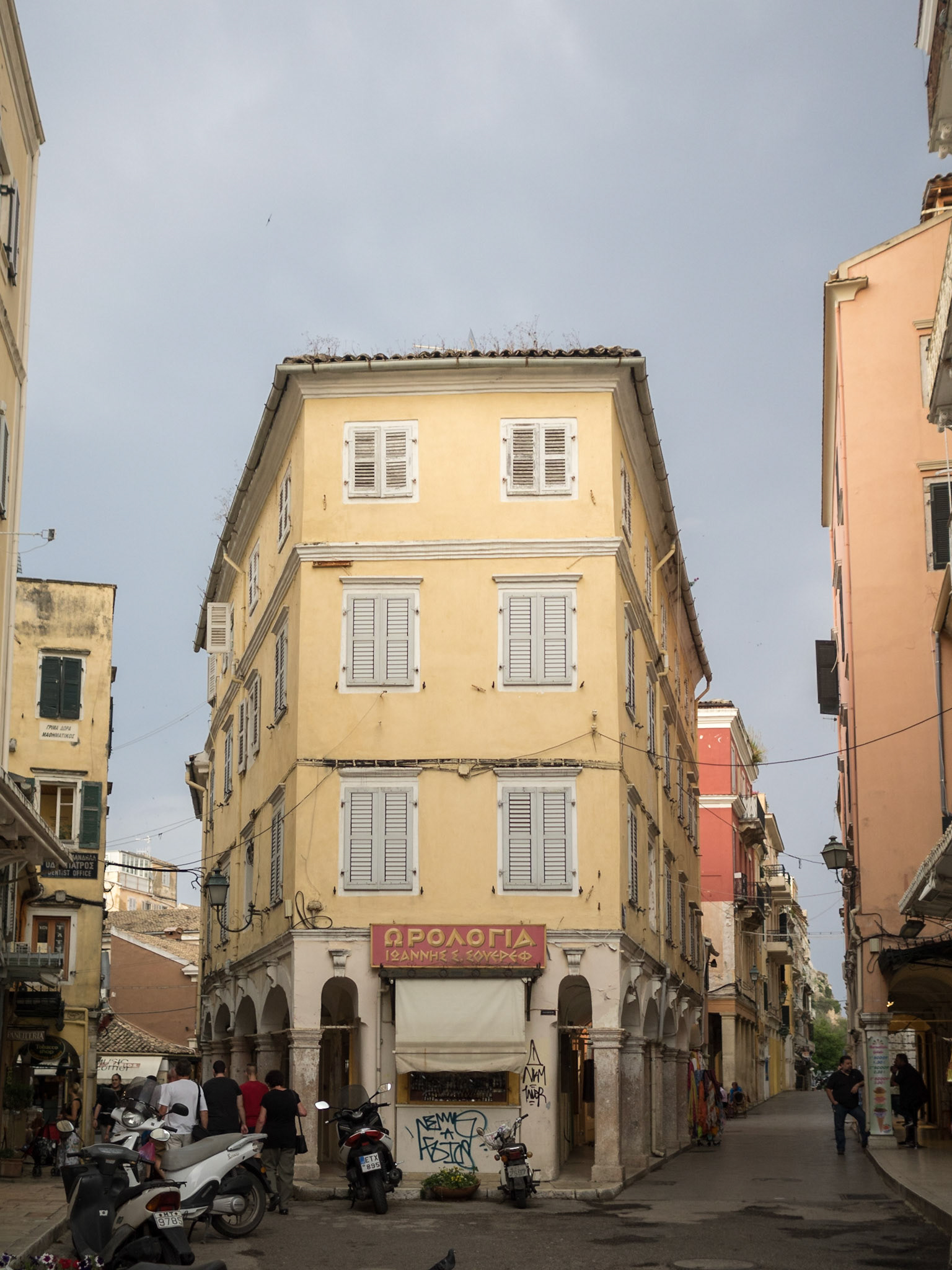 Corfu town buildings  and streets
