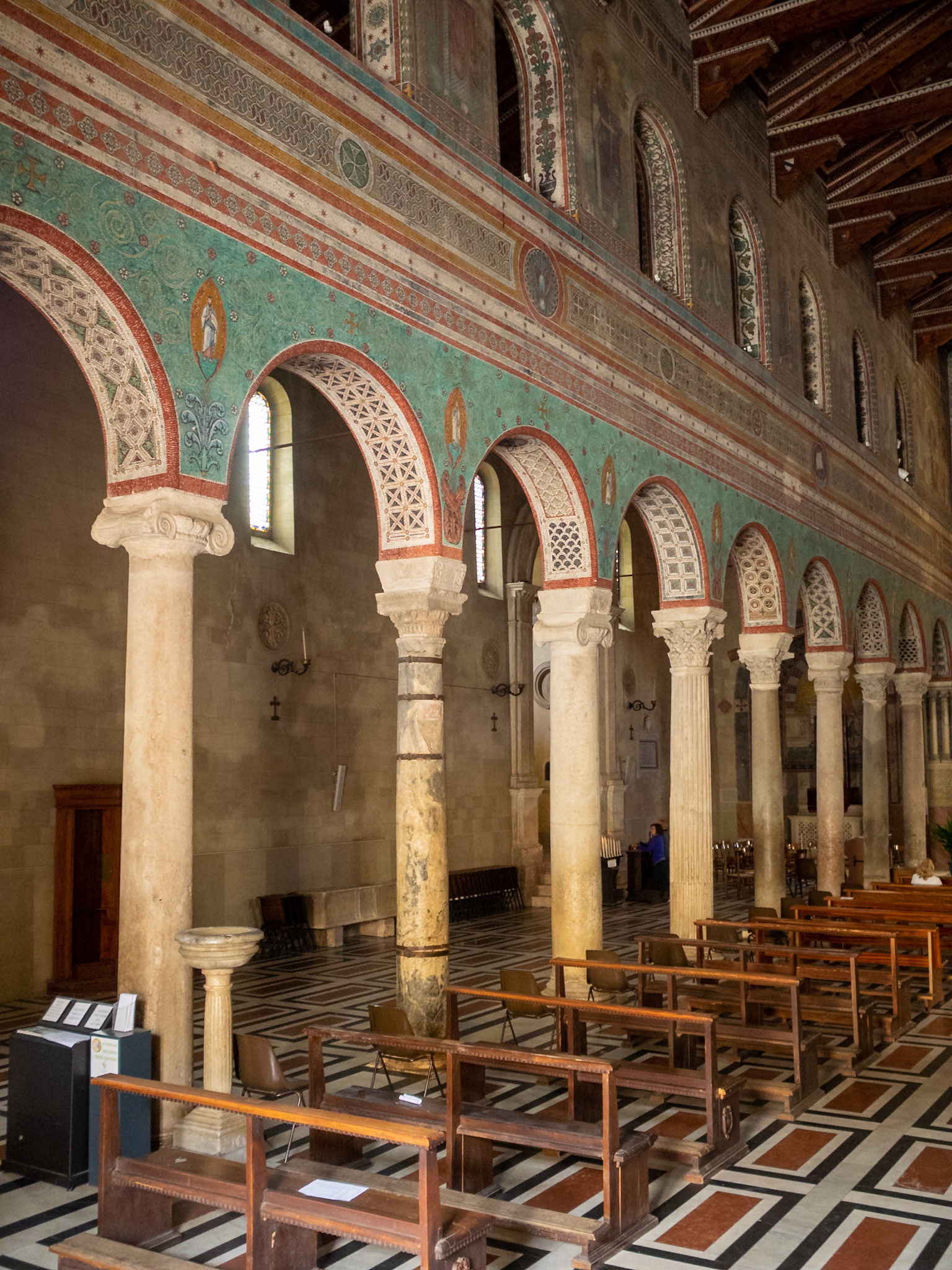 Fresco painted interior of the Romanesque Cathedral of San Secondiano, Chiusi