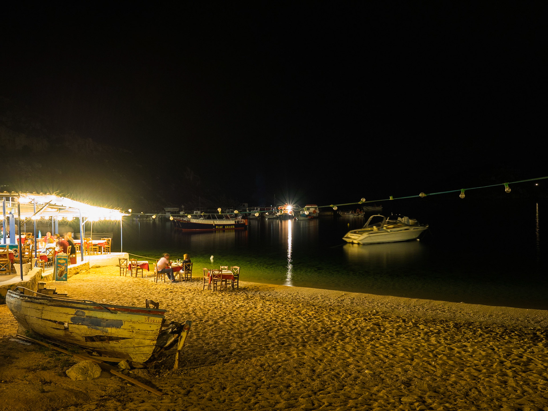 Agios Nikolaos beach at night, Zante