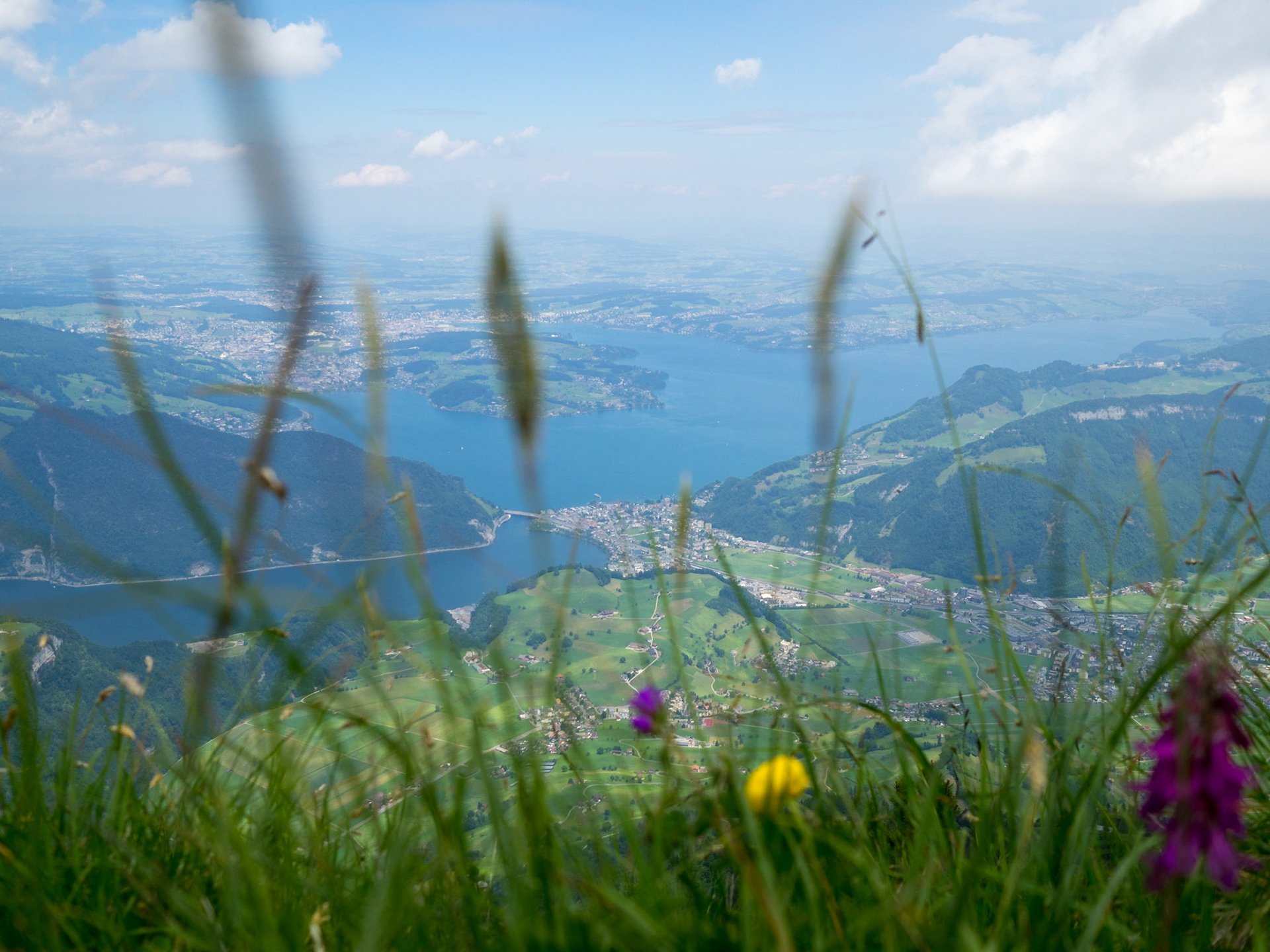 Swiss mountains landscape with Lake Luzern seen from Stanserhorn