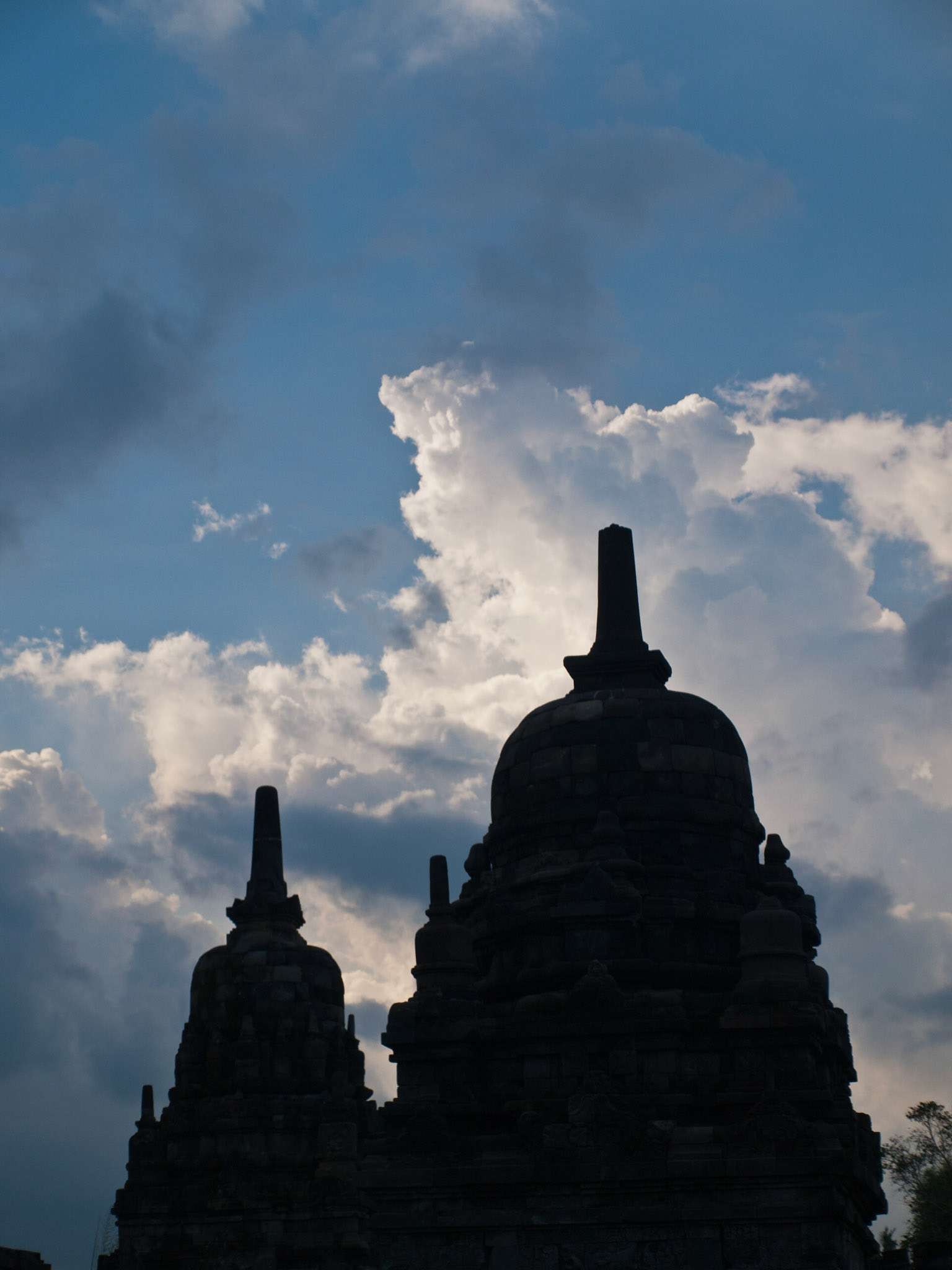 Prambanan temples silhouette