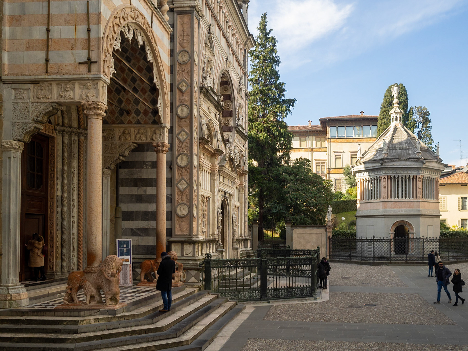 Bergamo Piazza Duomo seen fro the Duomo
