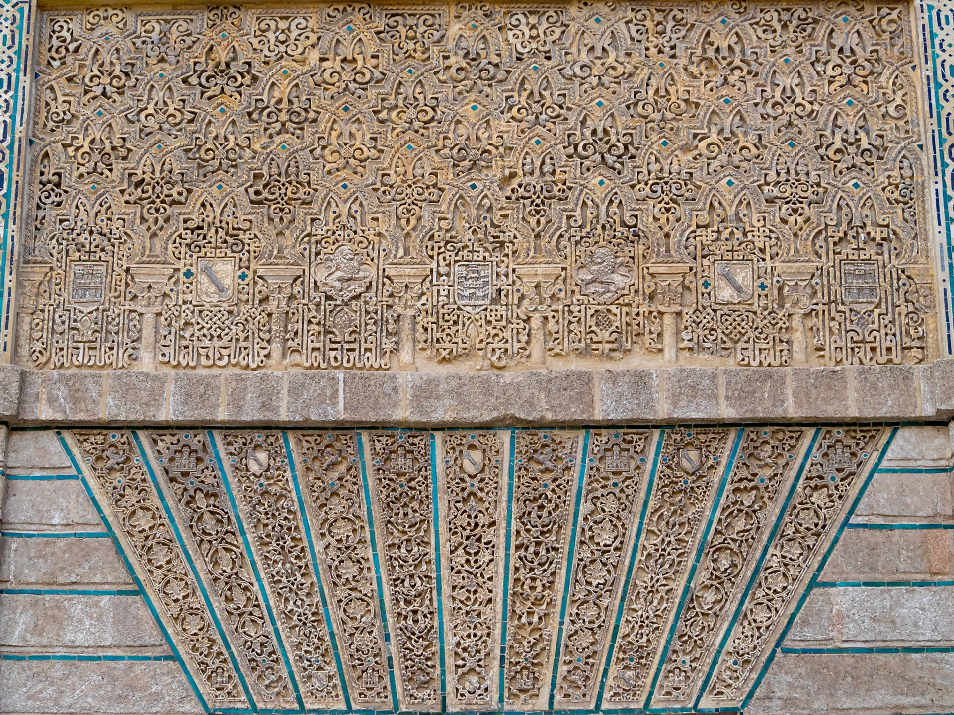 Facade detail of the Palace of Peter the I, Alcazar of Seville