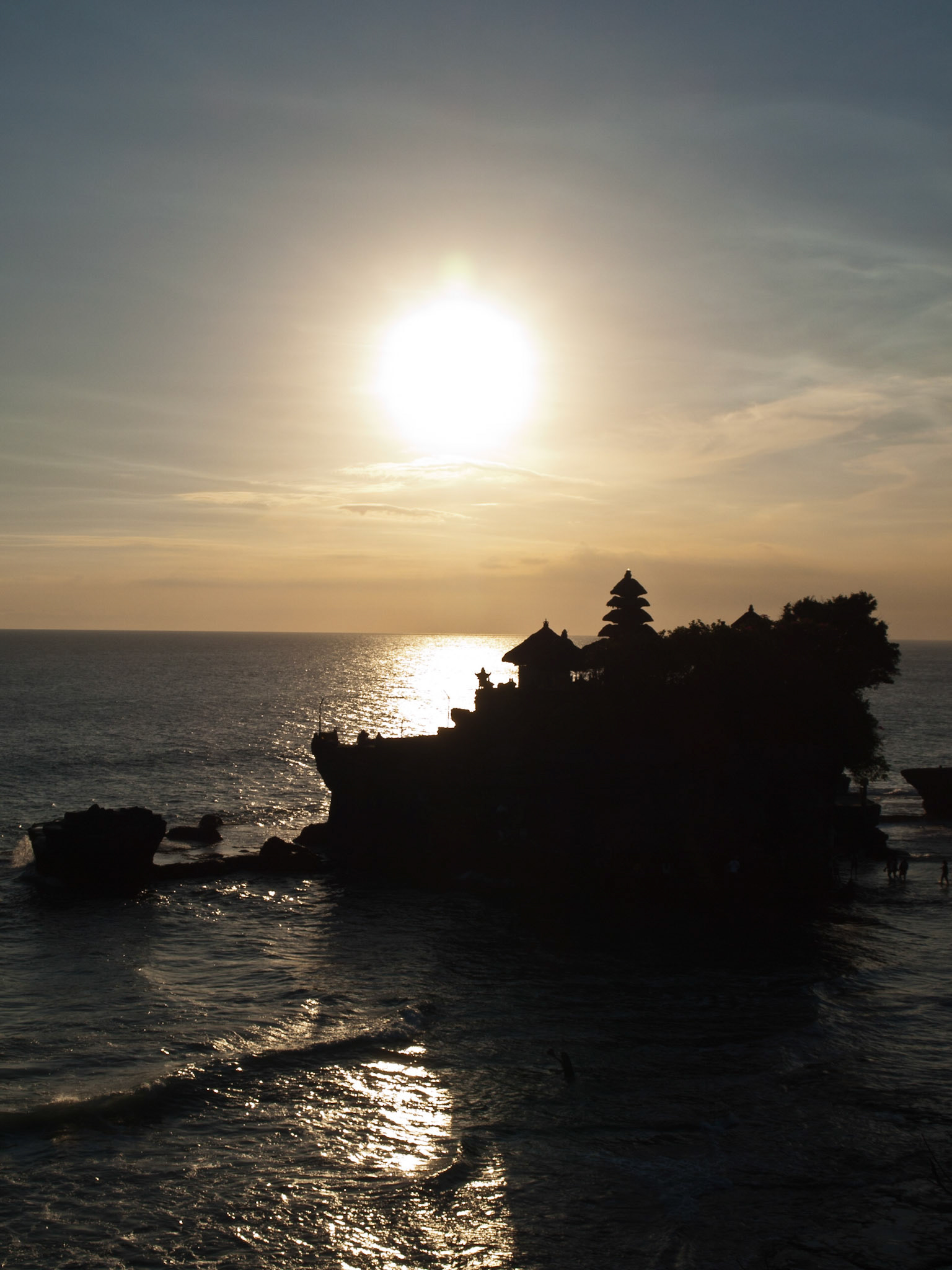Tanah Lot temple silhouette at sunset