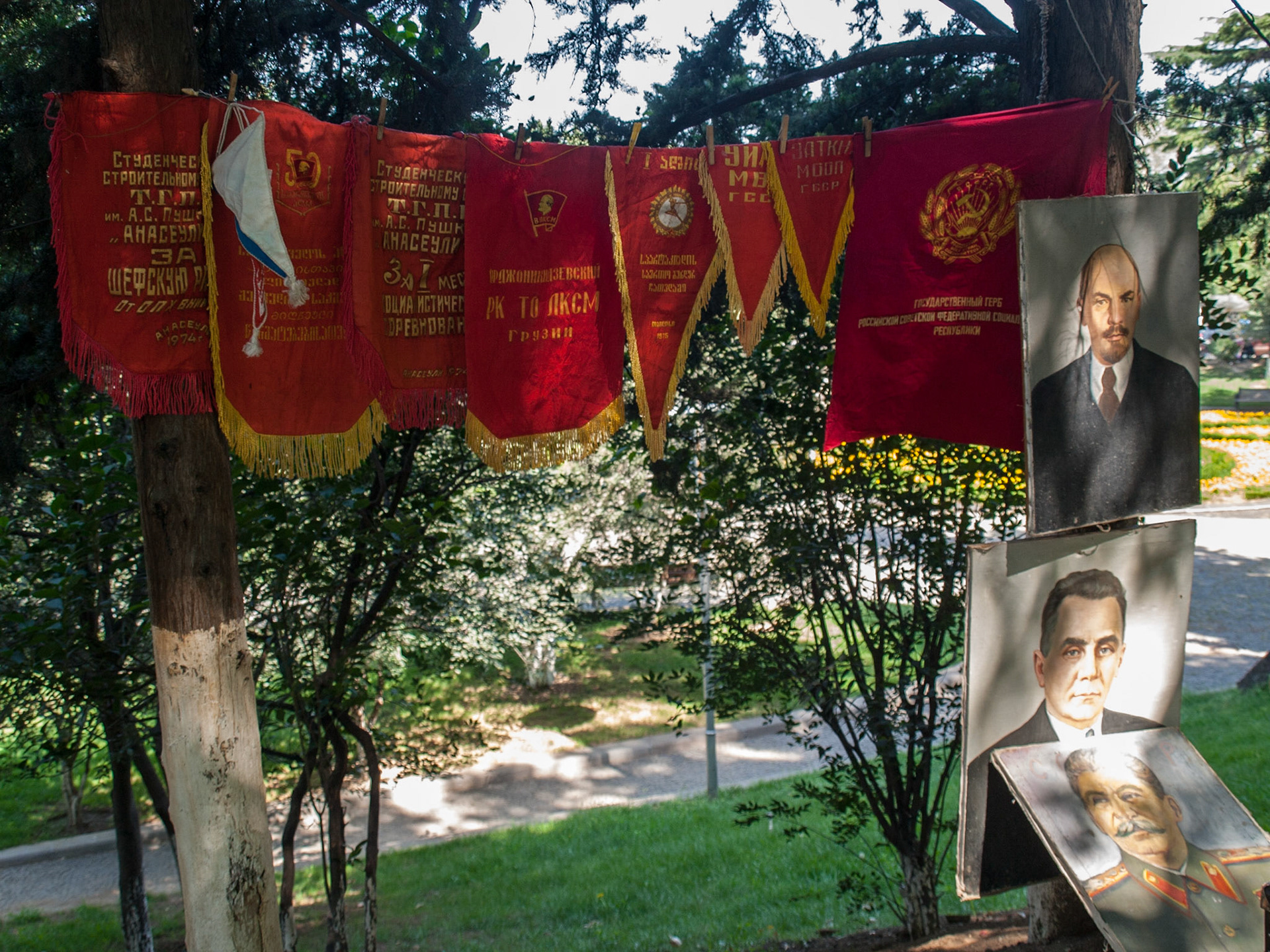 Communist memorabilia for sale in Tbilisi's Dry Bridge market