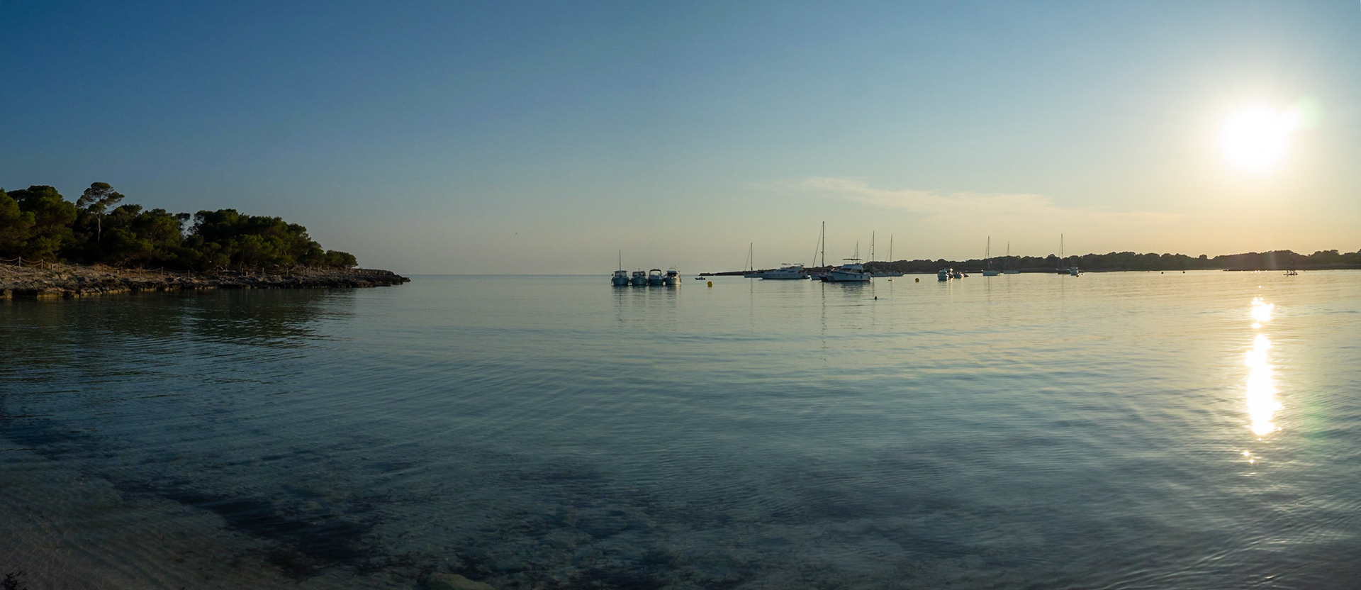Panorama of Platja Son Saura at dusk, Menorca