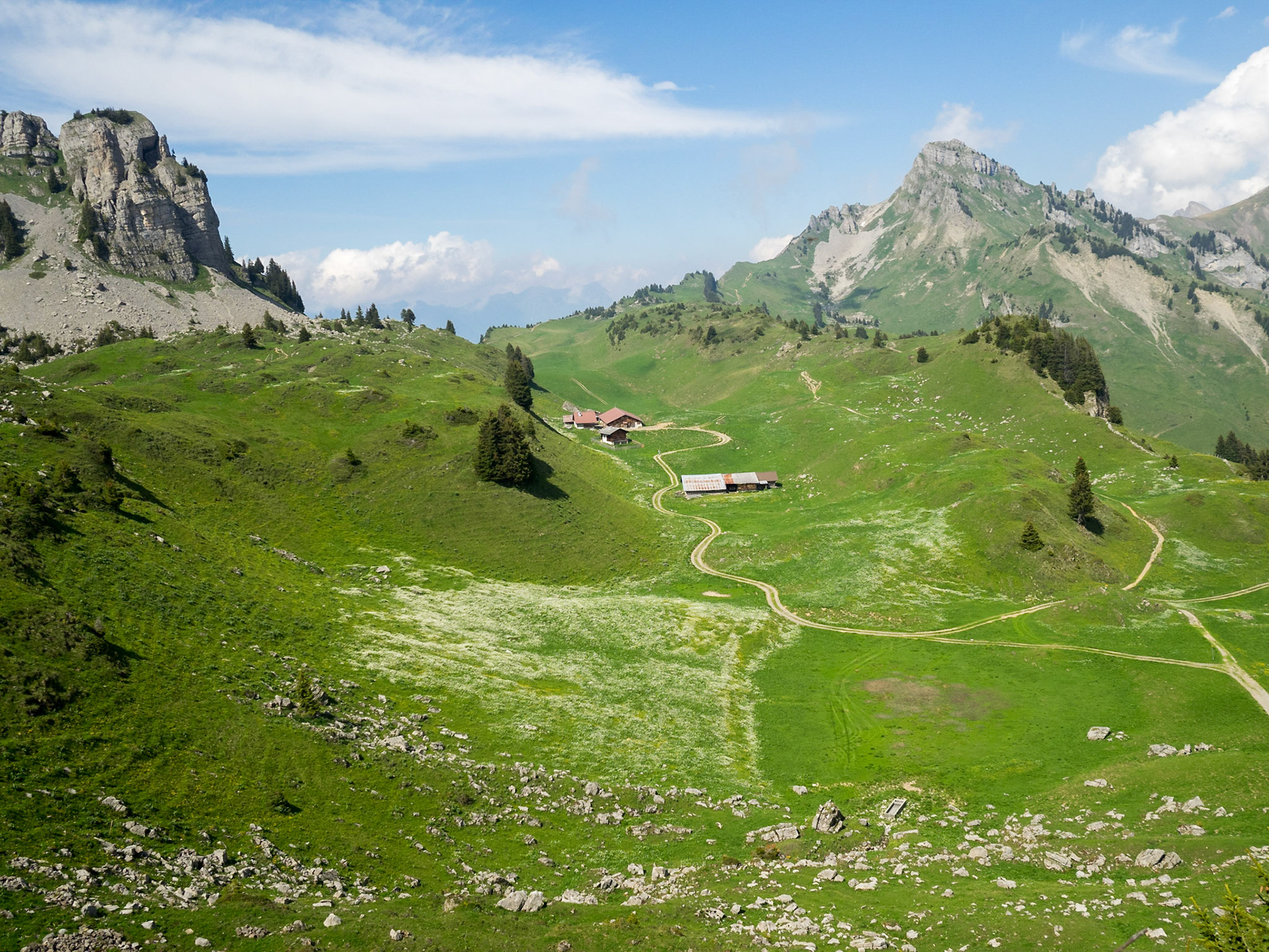 Schynige Platte valley between the mountains