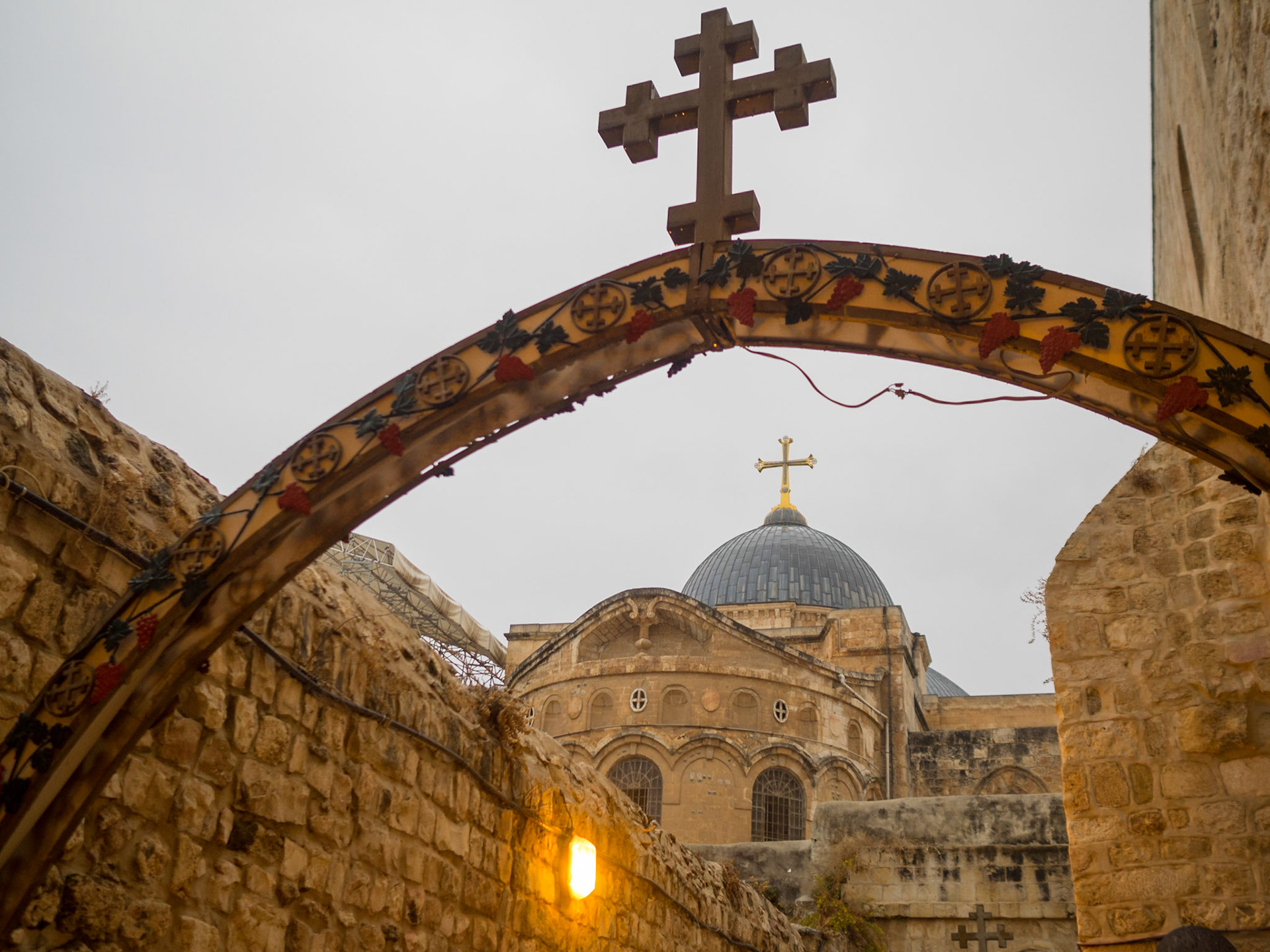 Church cross and the dome of the Church of the Holy Sepulchre