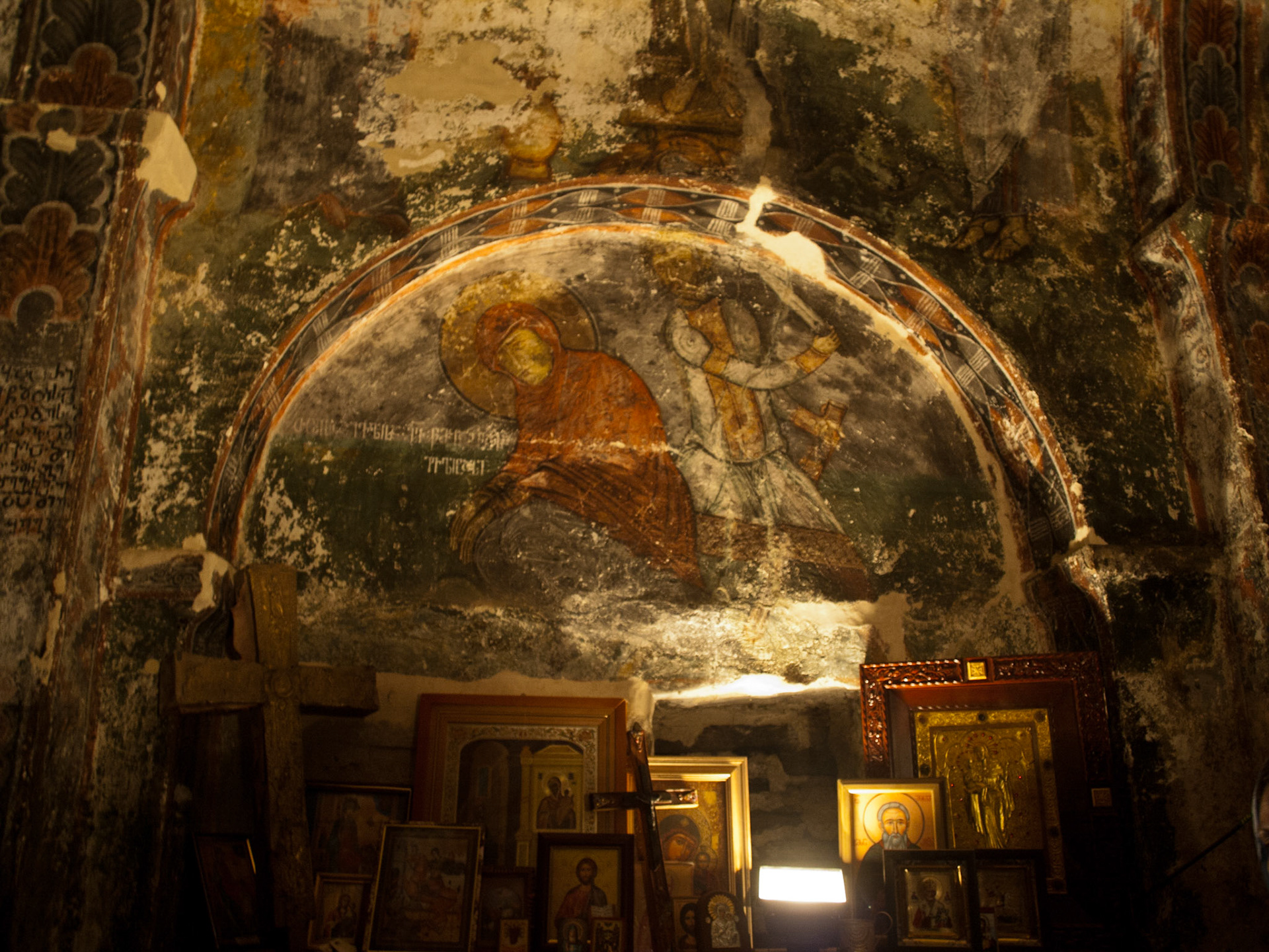 Fresco in the interior of the Lamaria Church in Svaneti