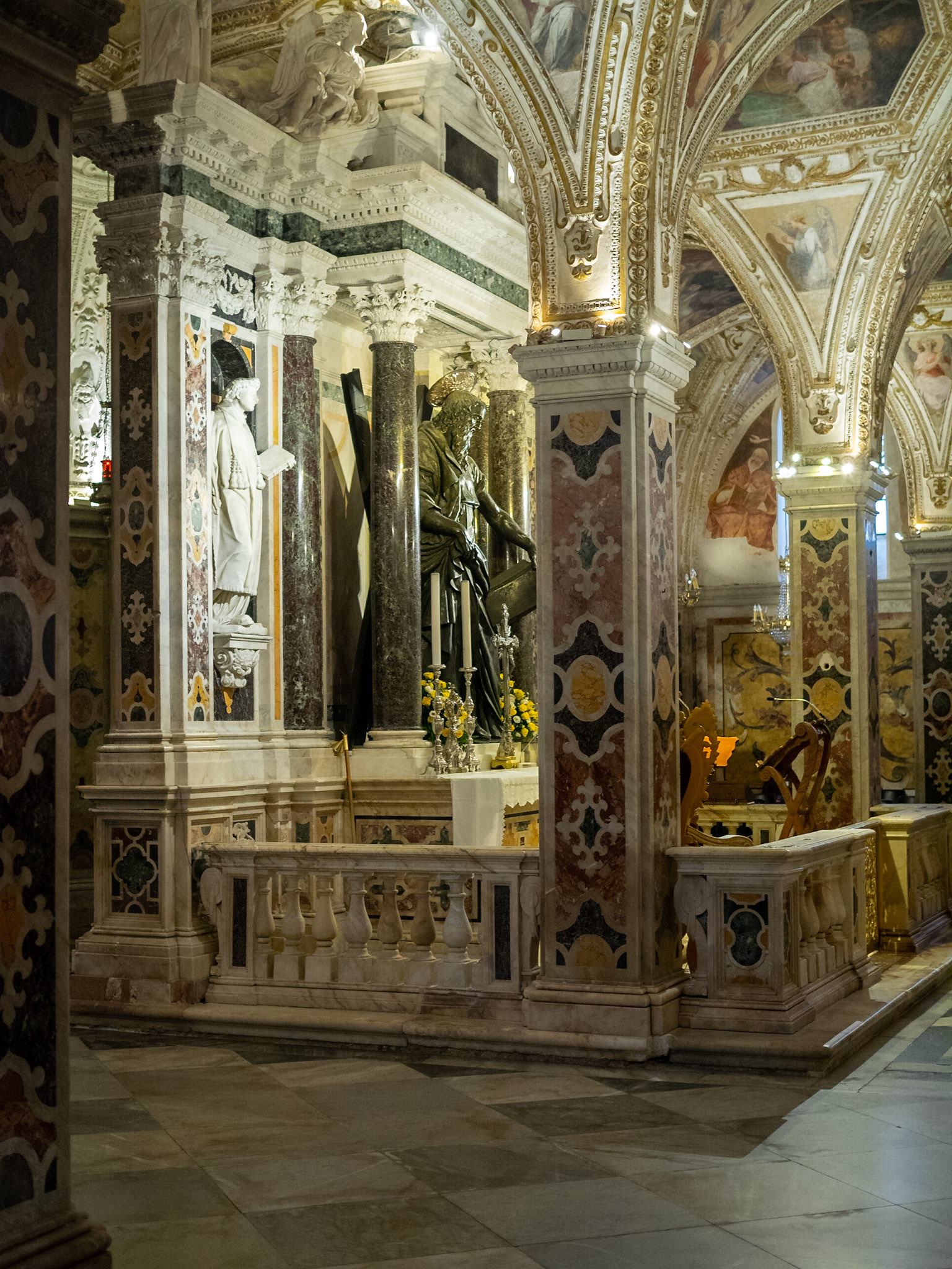 Saint Andrew bronze statue at the crypt of the Duomo di Amalfi