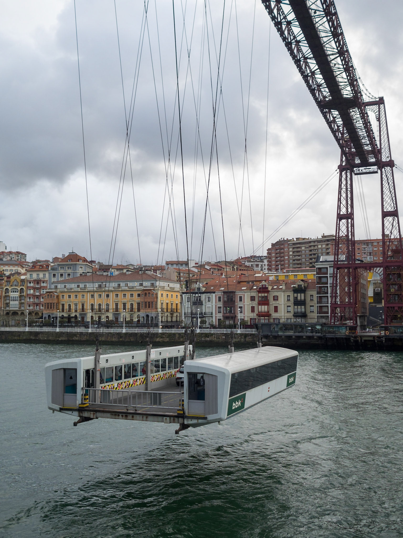 Vizcaya Bridge moving over the river