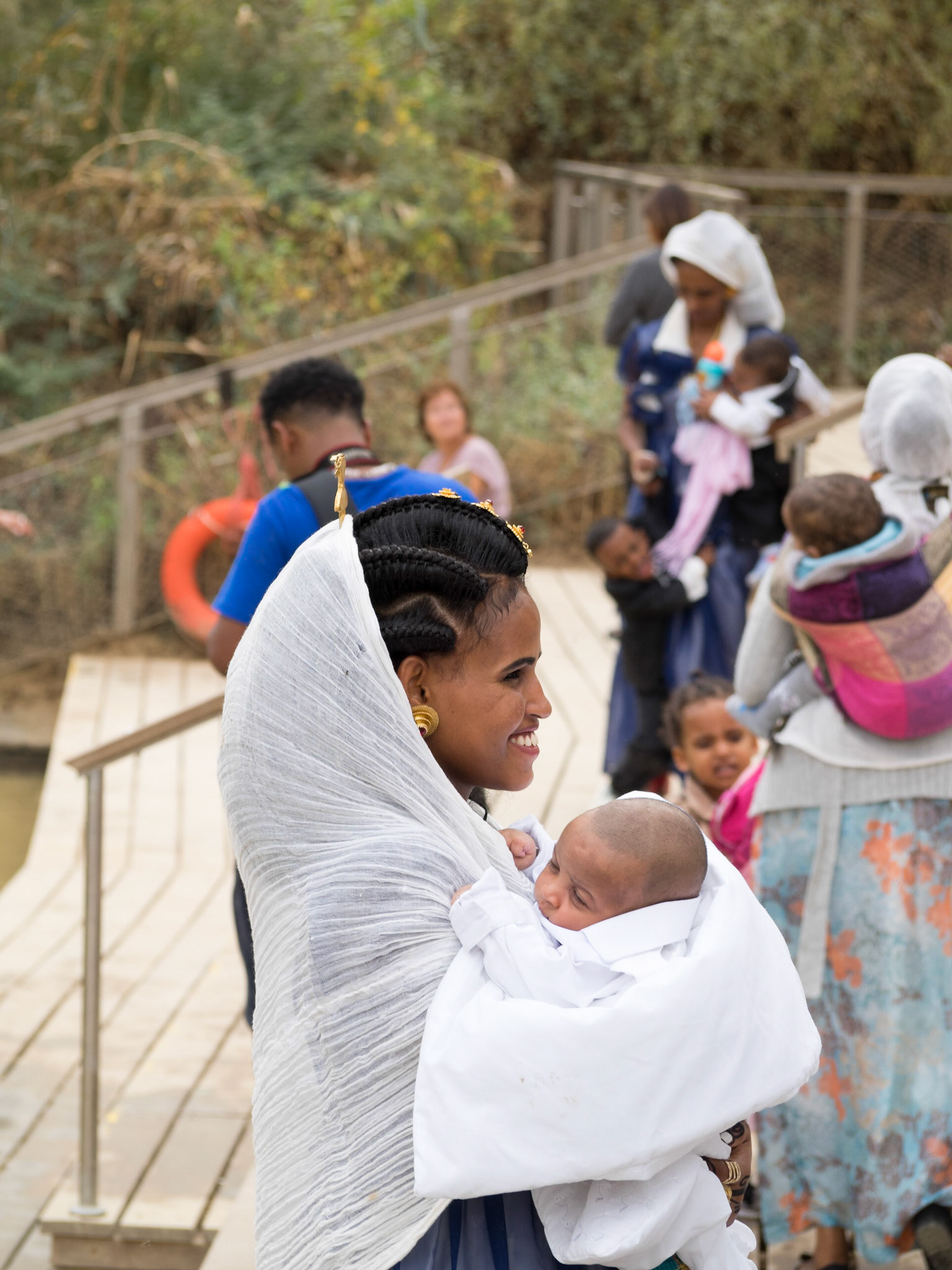 Ethiopian Christians in the Jordan river West Bank baptismal site