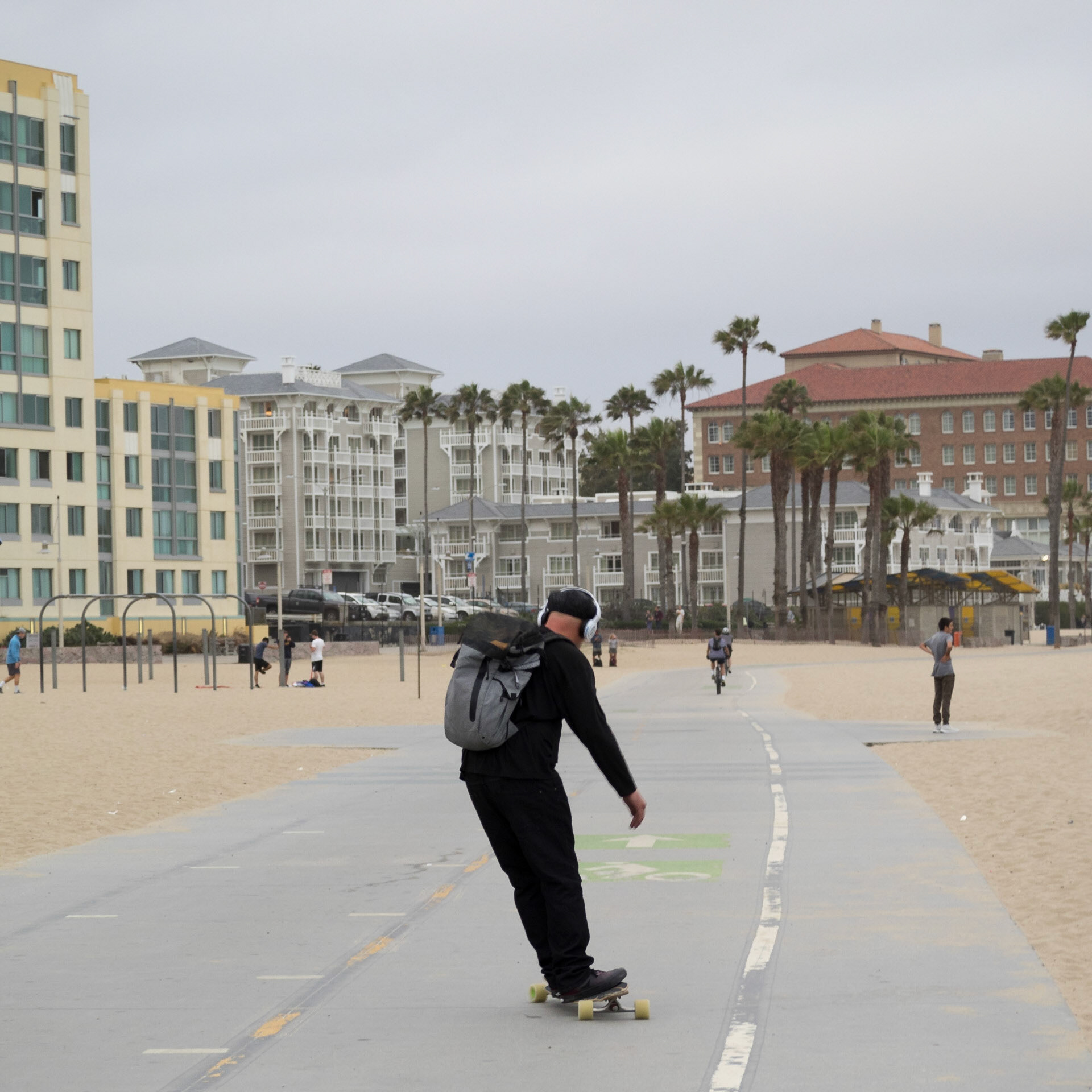 Skateboarding in Santa Monica beach