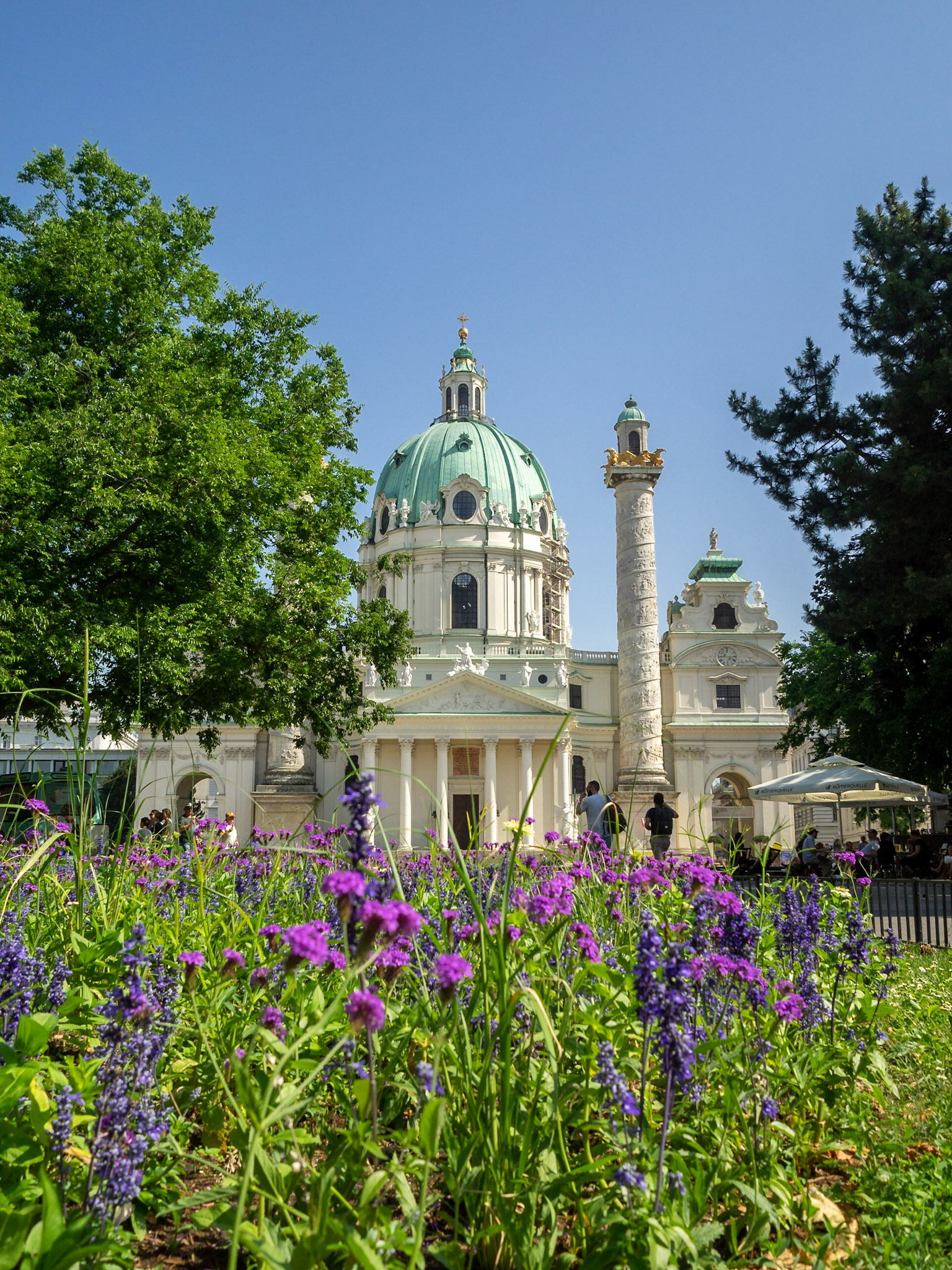 Spring flowers by Karlskirche