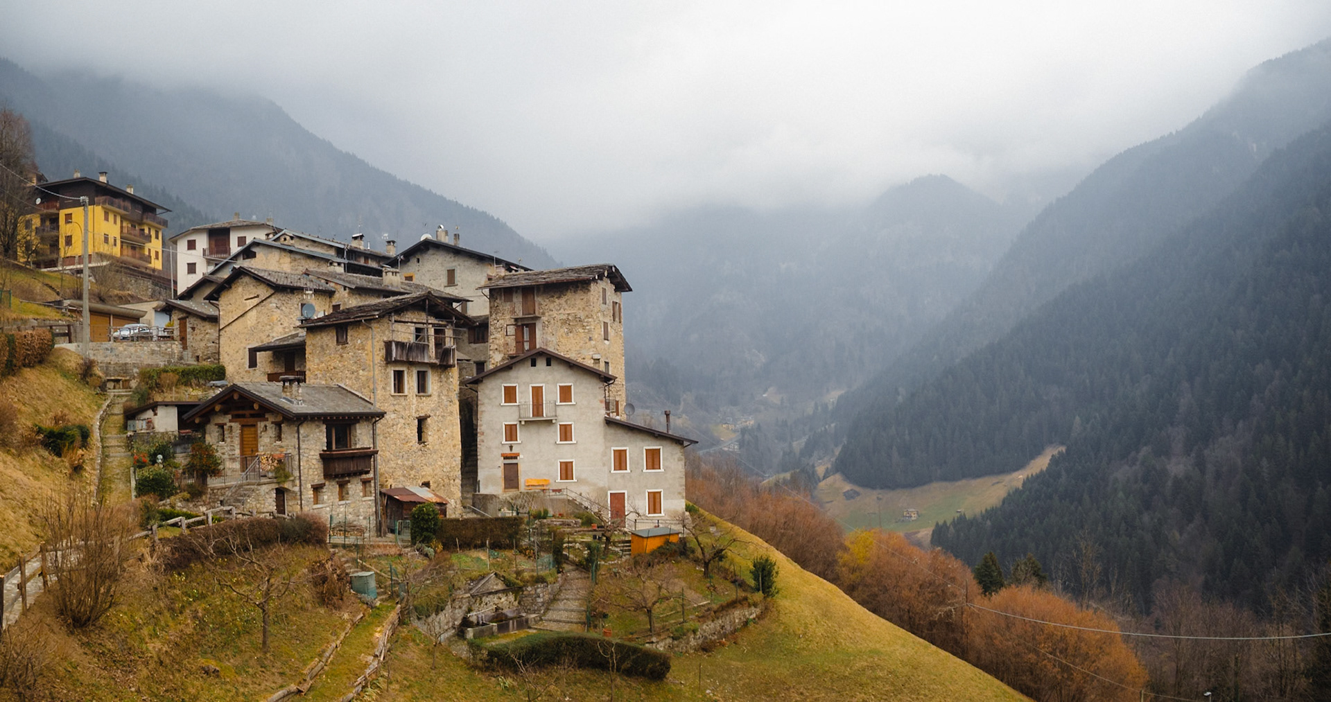 Sparavera and the mountains of Brembano River valley, Lombardy