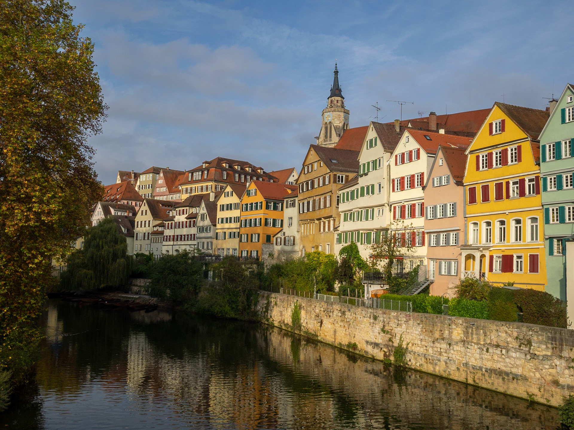 Colourful houses by Neckar River in Tubingen