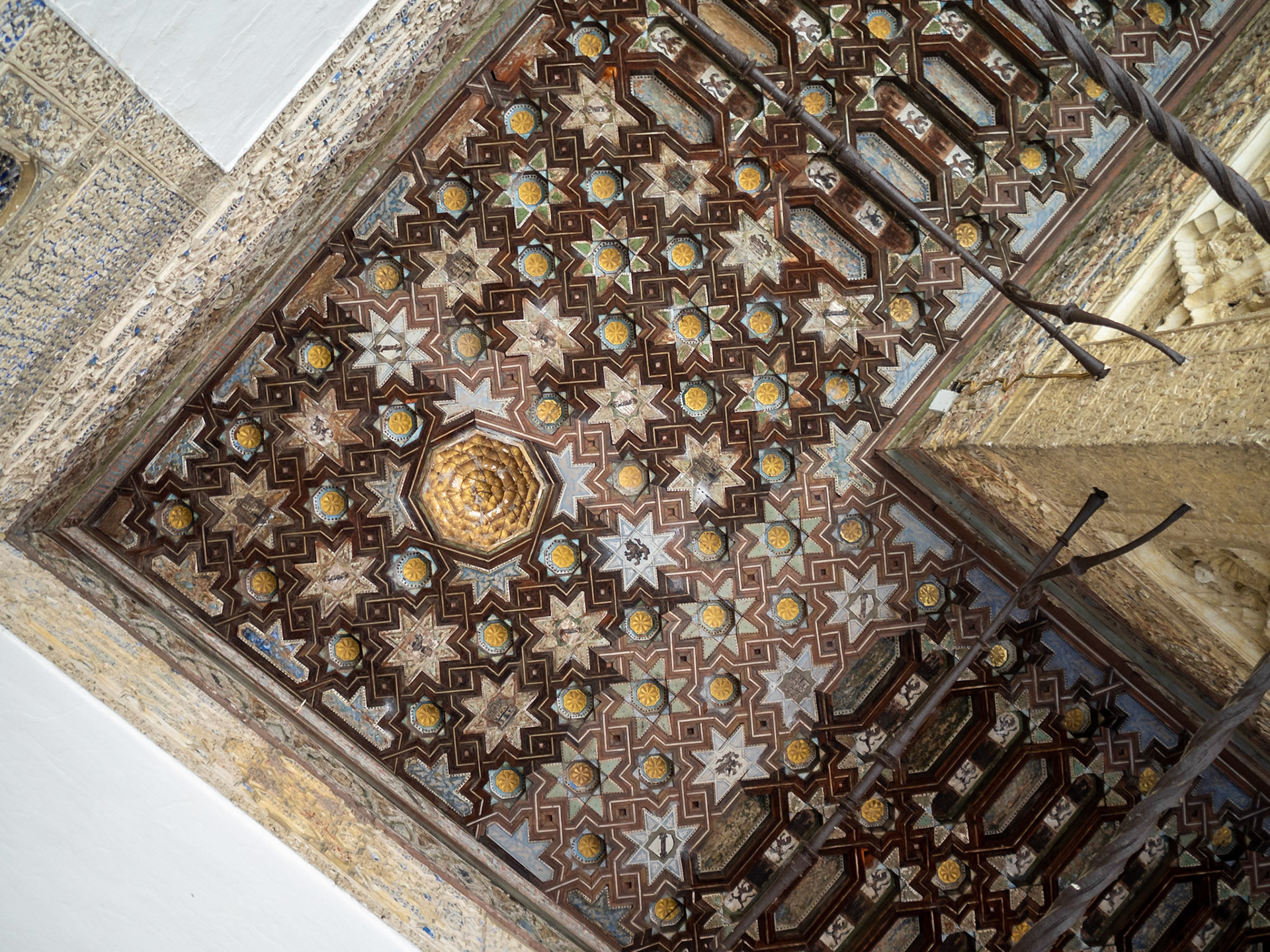 Patio de las Doncellas mudejar style architecture ceiling detail, Alcazar of Seville