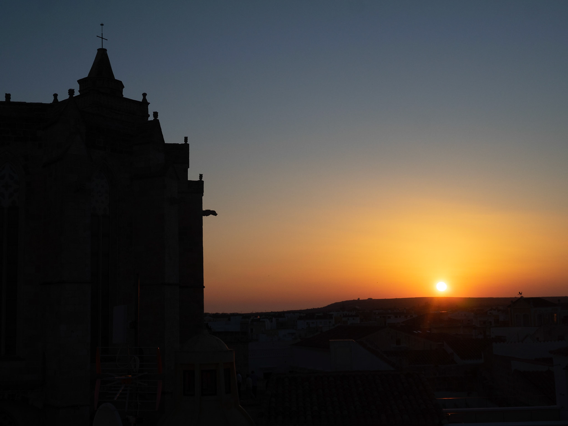 Silhouette of Ciutadella de Menorca Cathedral in the sunset light