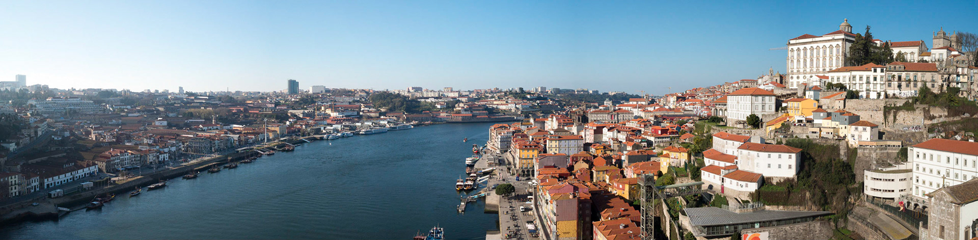 Panorama of Douro River between Oporto and Vila Nova de Gaia margins
