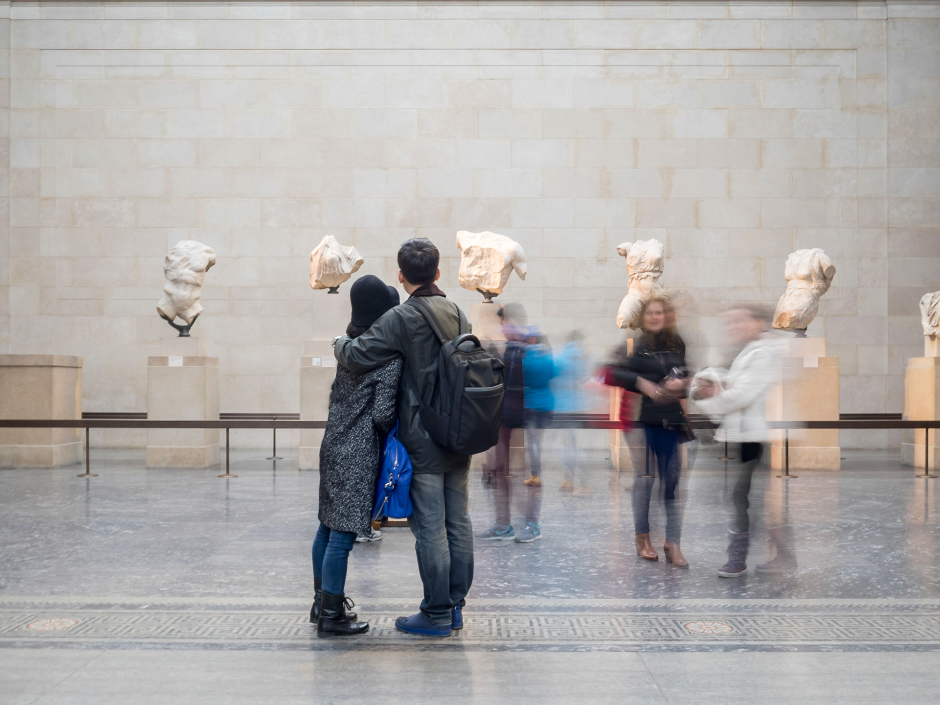 Visitors at the Greek room of the British Museum