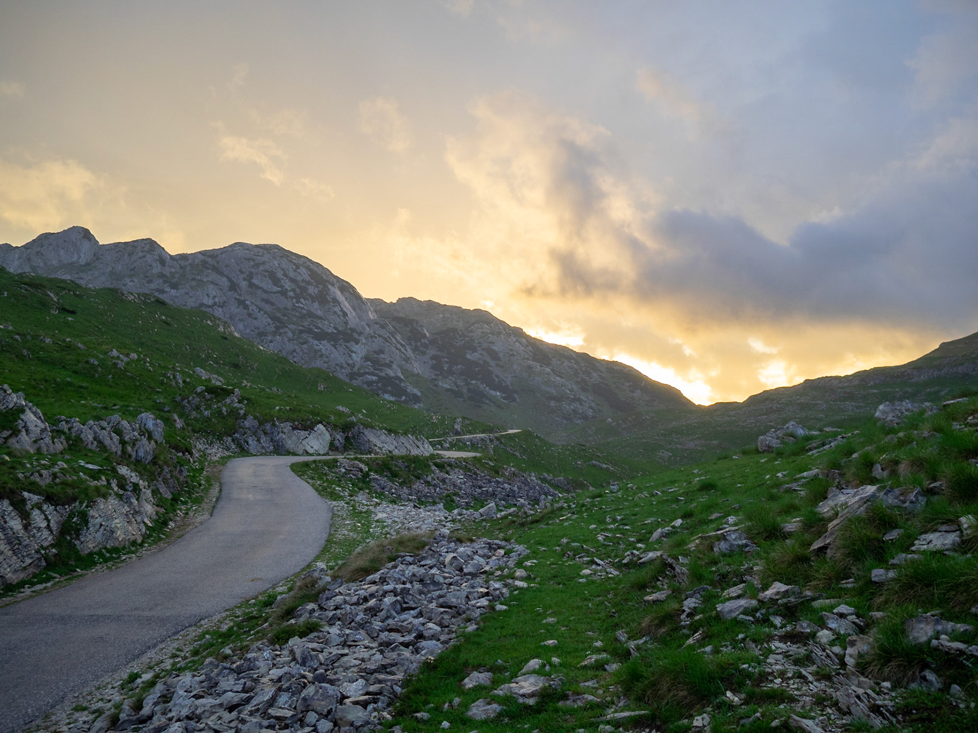 Winding road between Durmitor mountain peaks