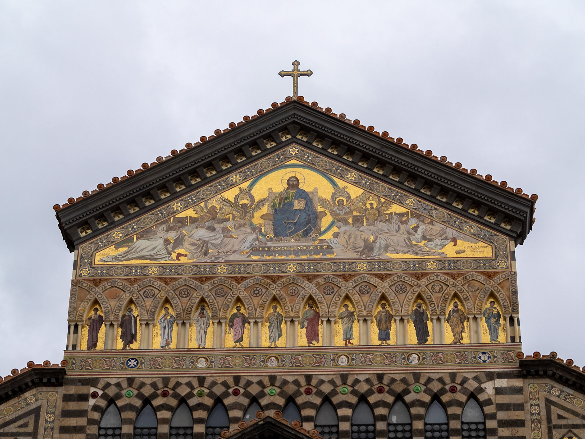 Golden mosaic of the Amalfi Cathedral tympanum