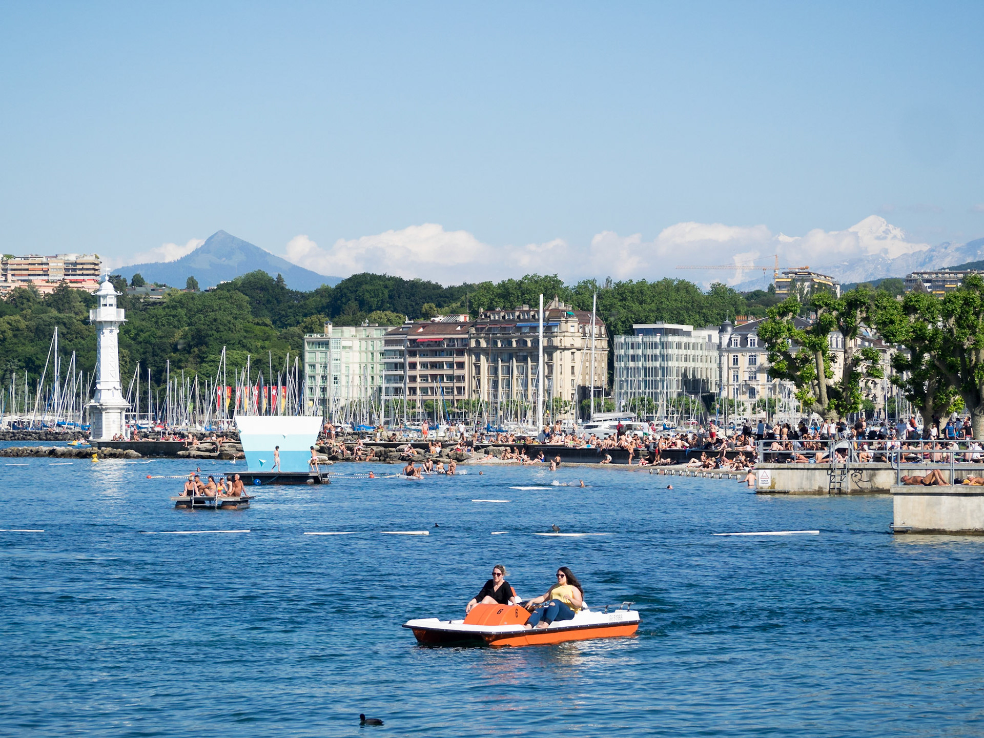 Paddle boating Lake Geneva