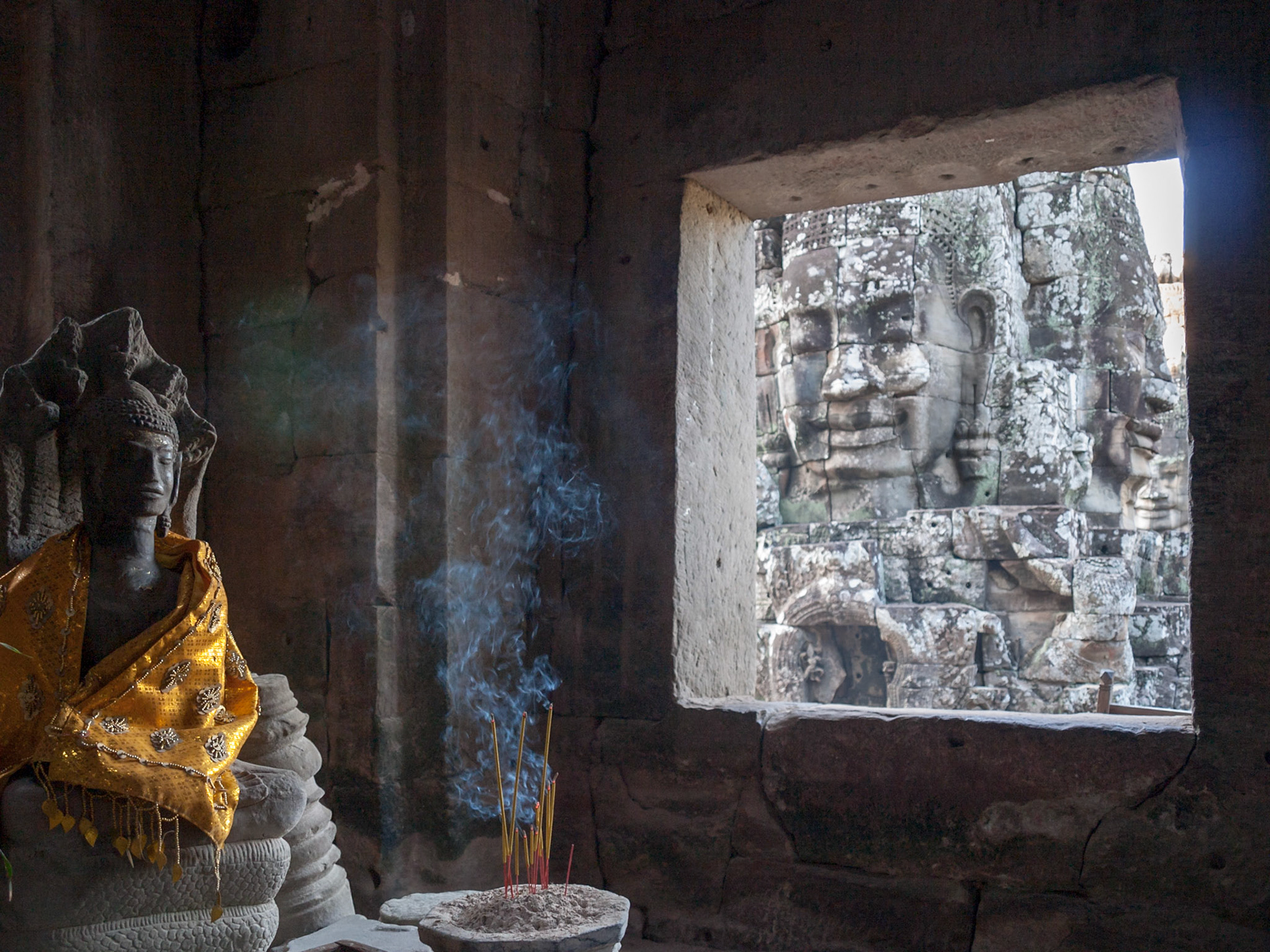 Bayon, Siem Reap, Cambodia - built by Jayavarman VII with 54 towers with 216 smiling faces