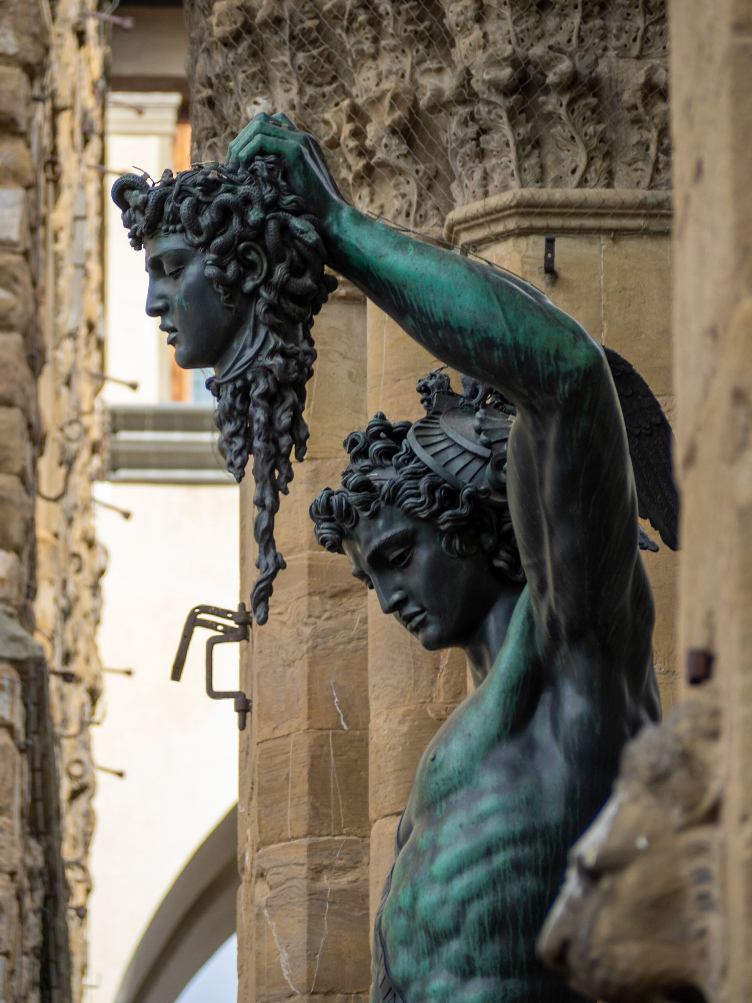 Detail of Perseus with the Head of Medusa by Benvenuto Cellini, Loggia dei Lanzi, Florence
