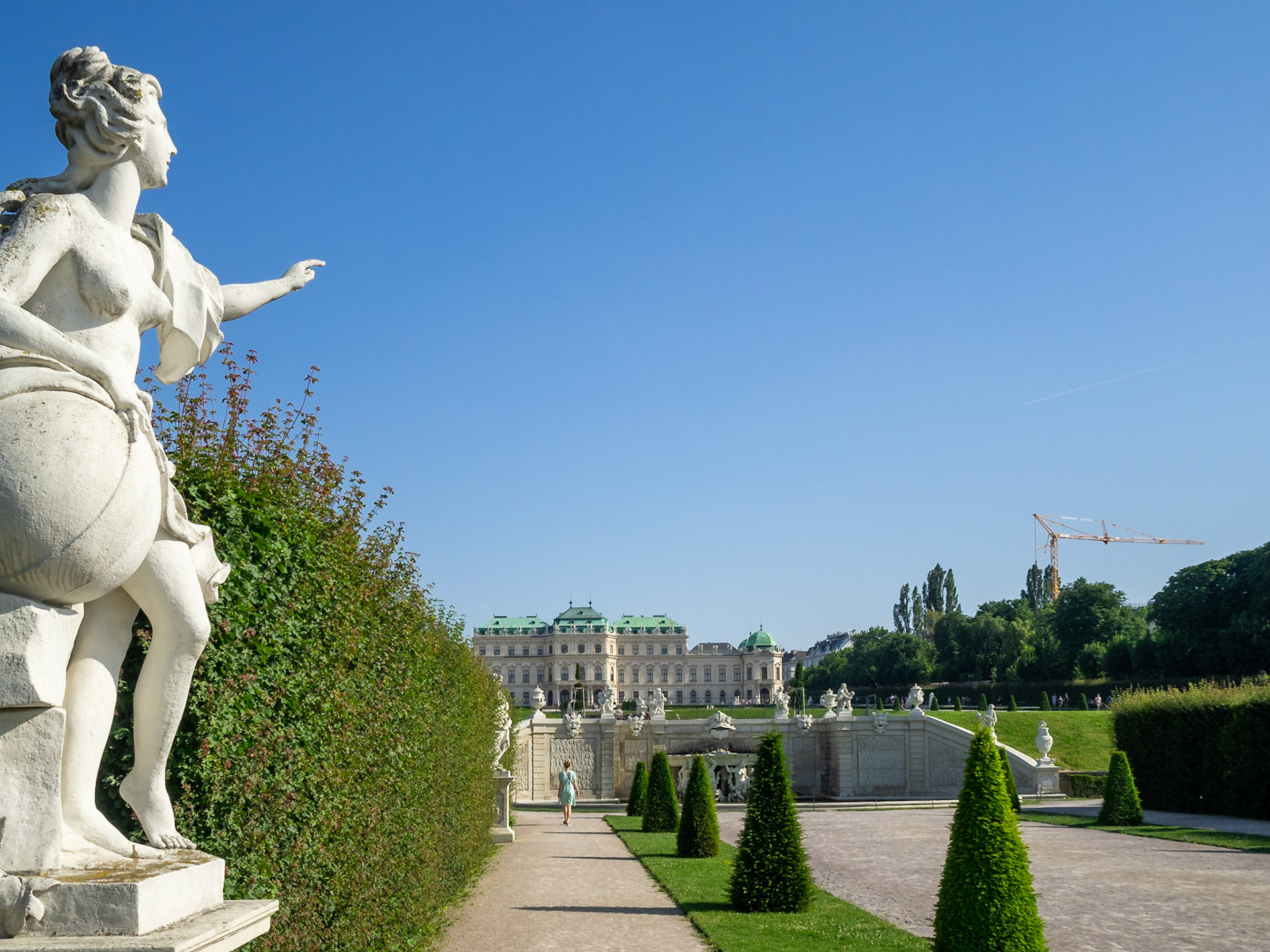 Belvedere Palace gardens with sculptures