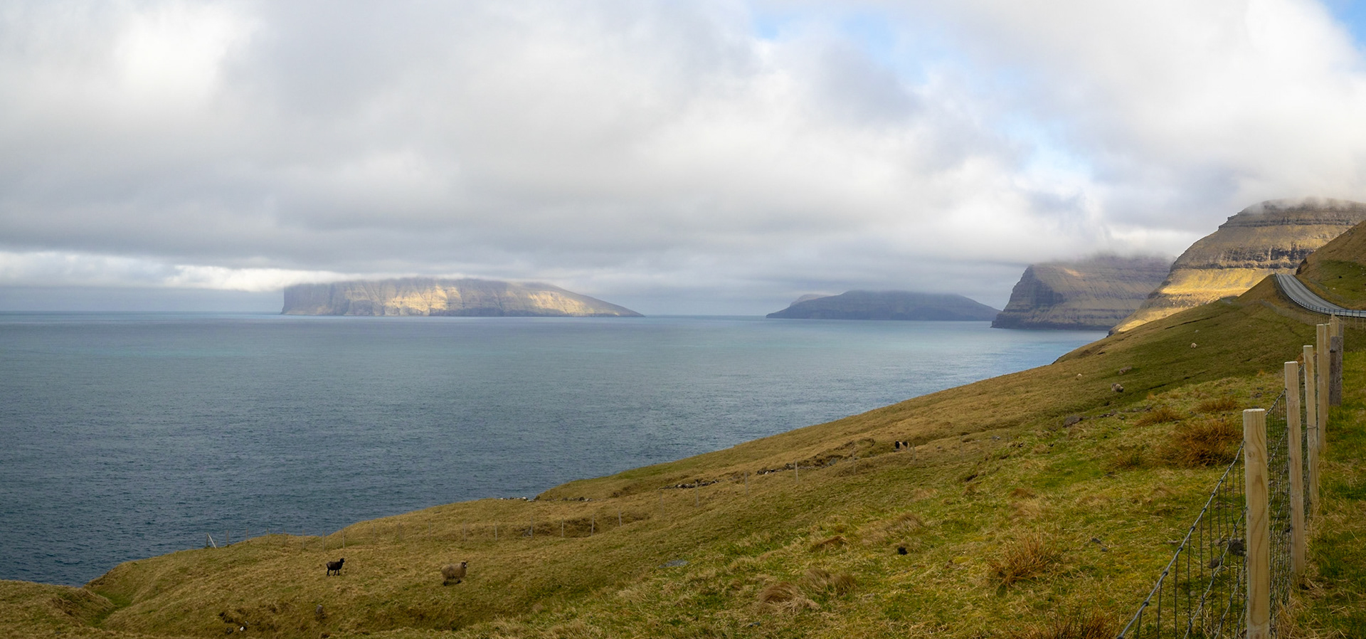 Fugloy and Svínoy islands seen from east Vidoy