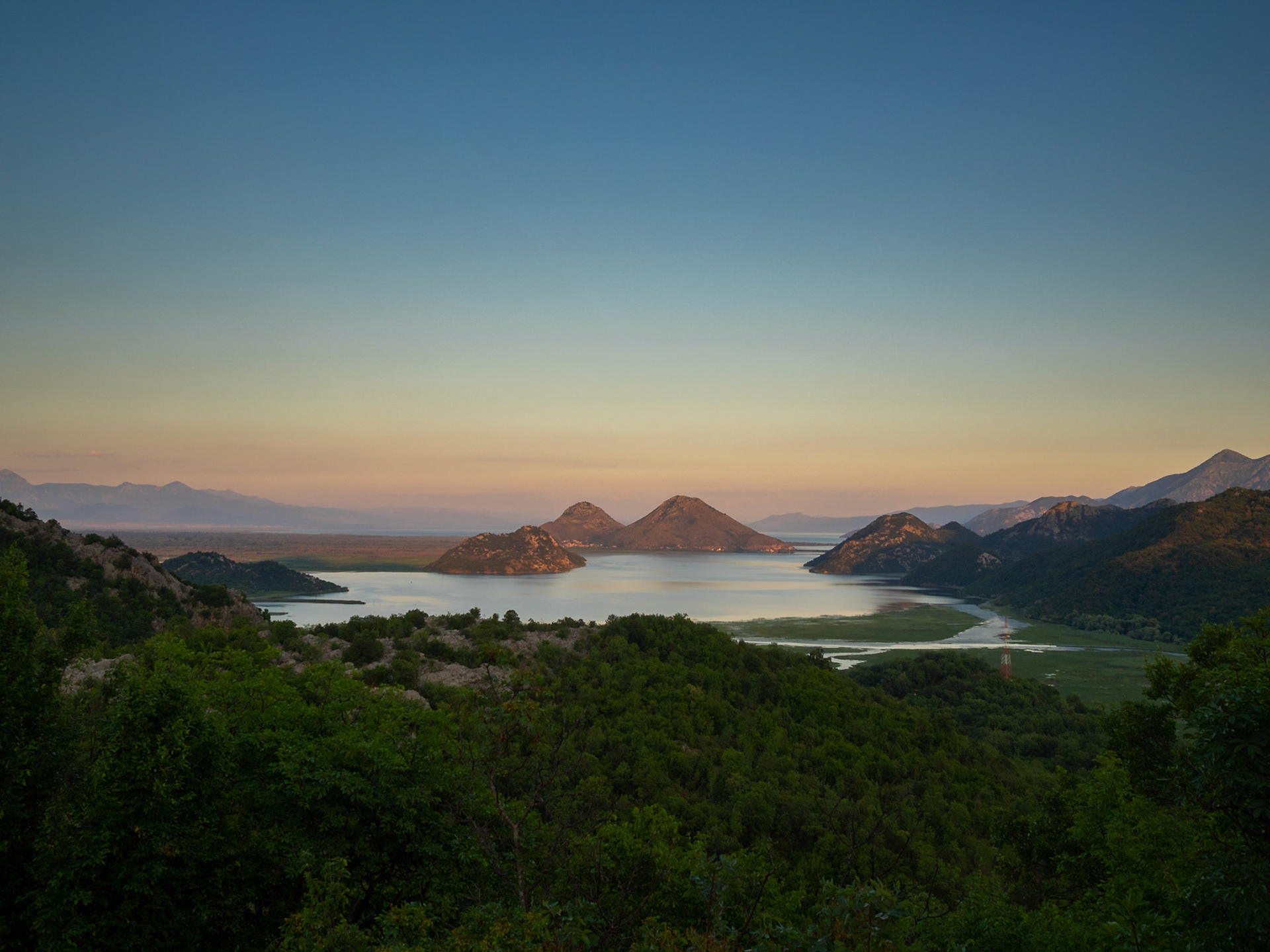Lake Skadar landscape at dusk, Montenegro