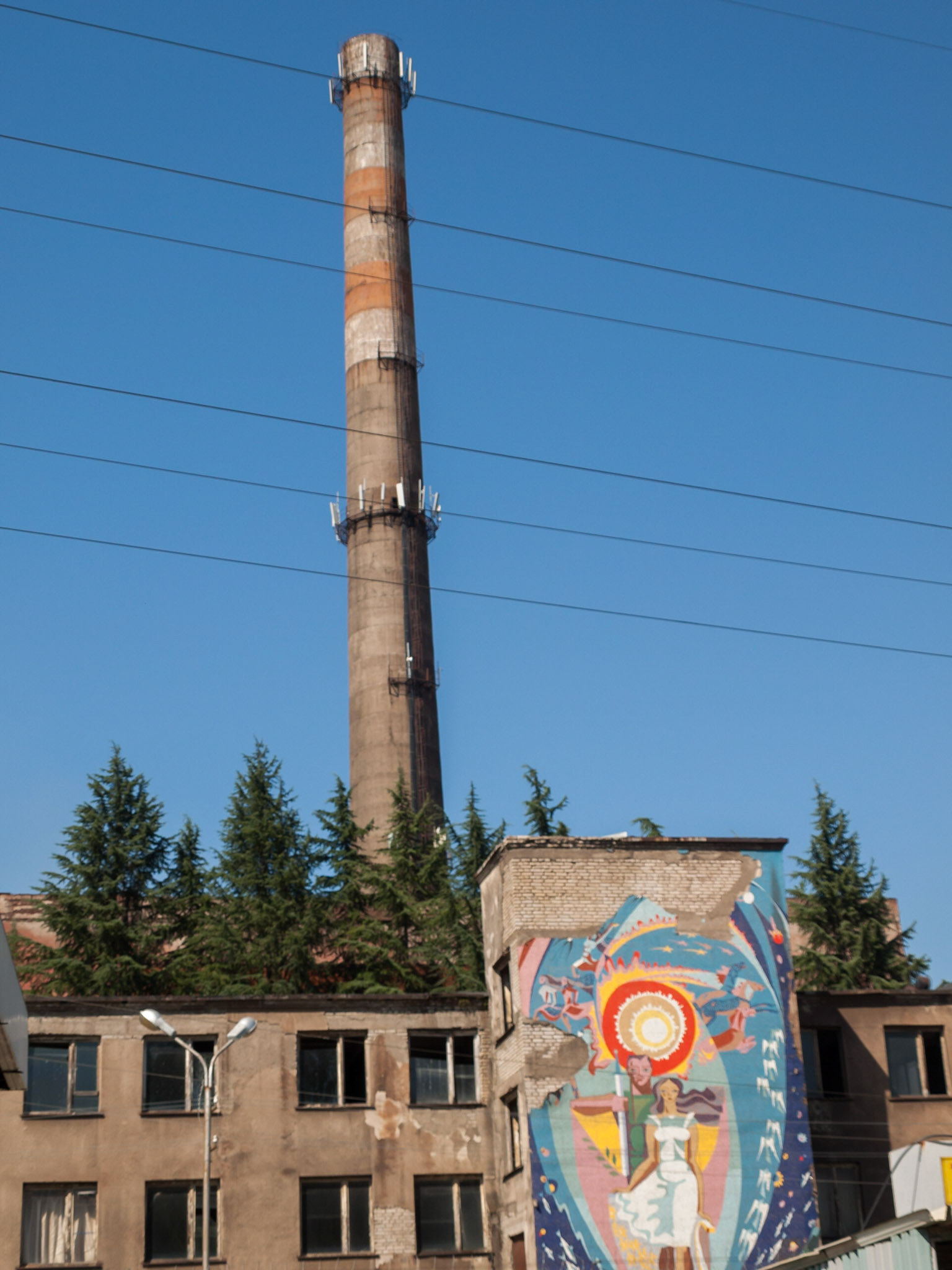 Communist era murals in old factory in Georgia