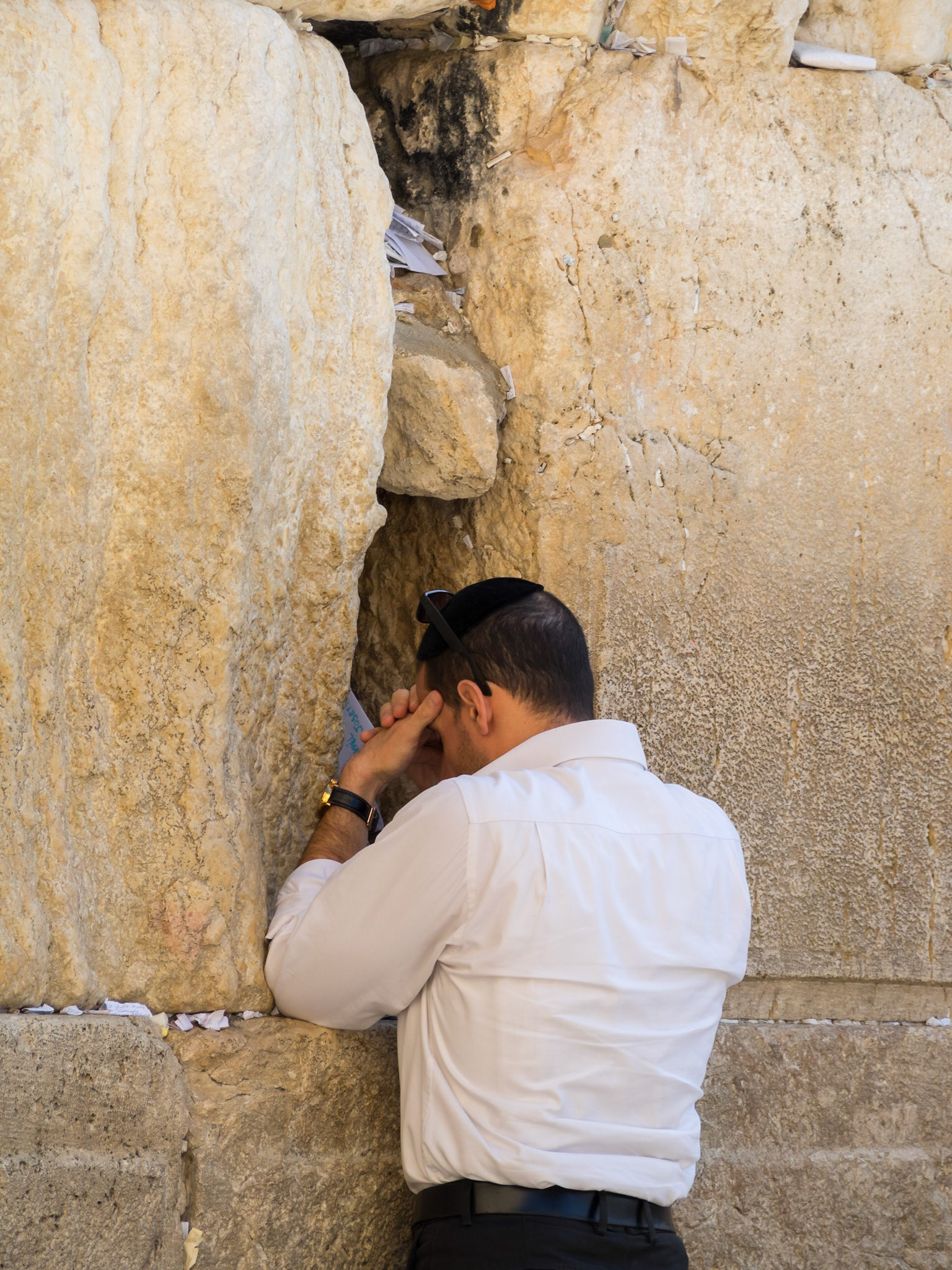 Jewish man praying at the Western Wall