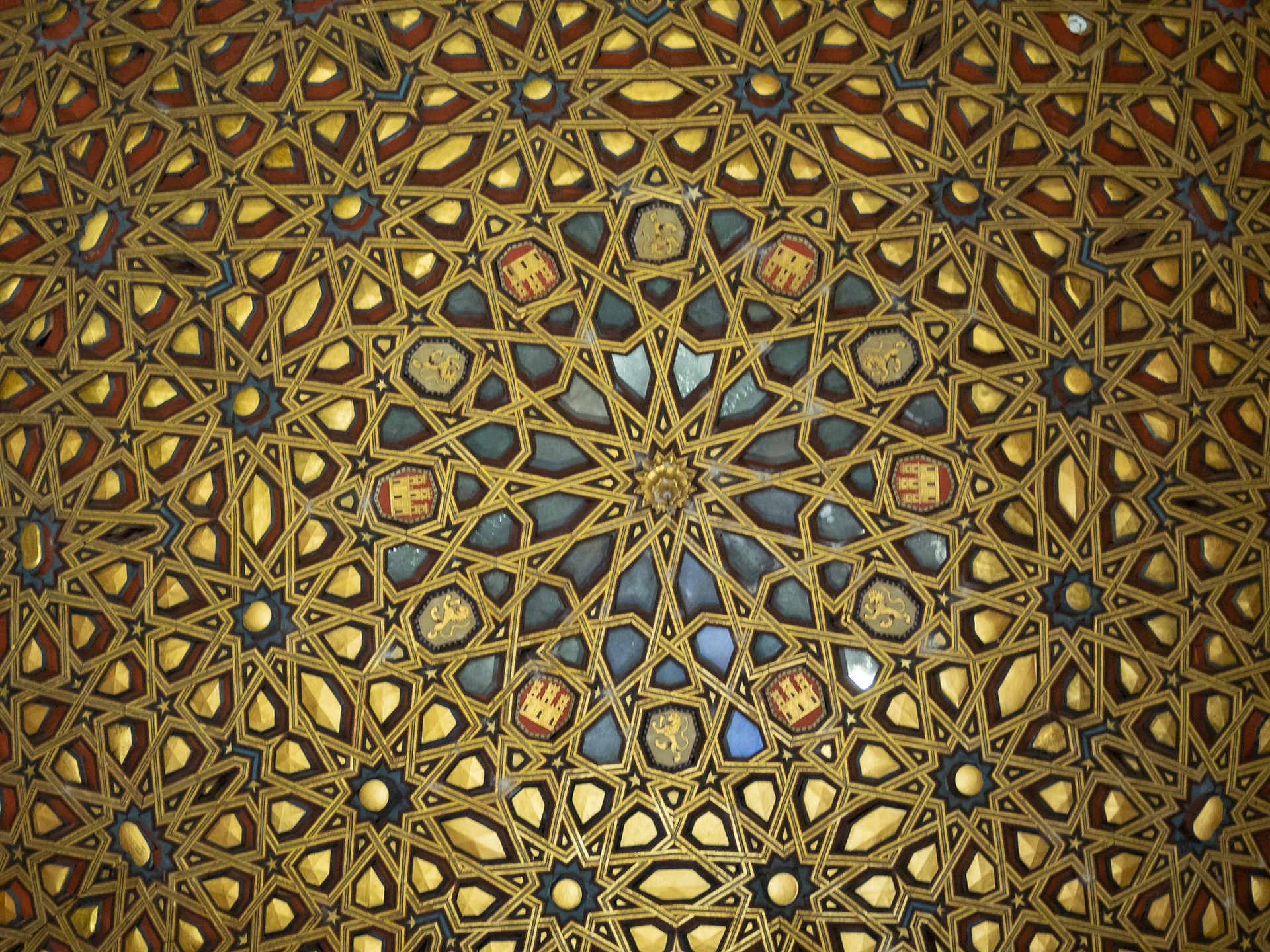 The Hall of Ambassadors golden ceiling detail, Alcazar of Seville
